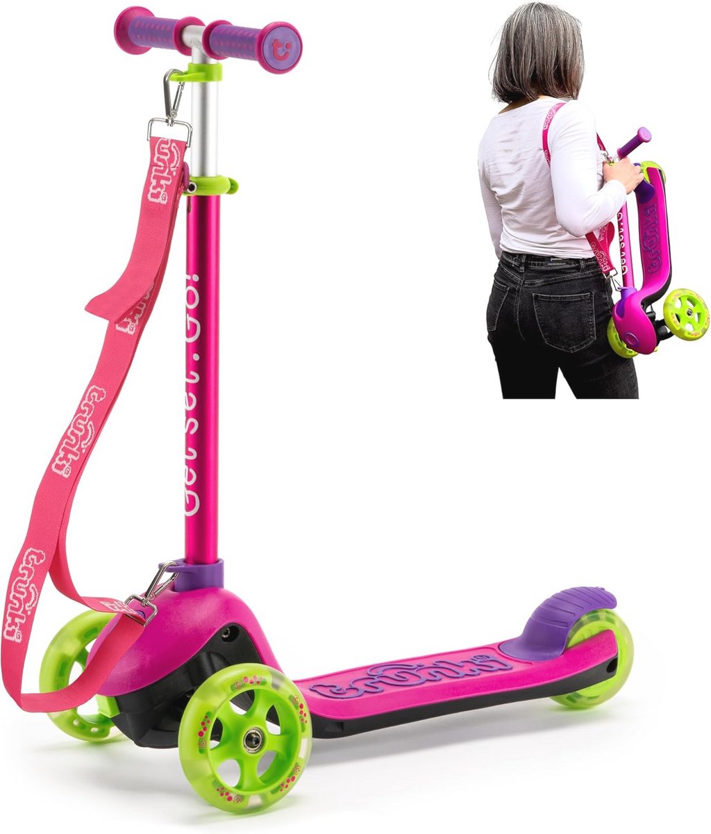 Opvouwbare step met 3 wielen voor kinderen - Roze (9101046333938)