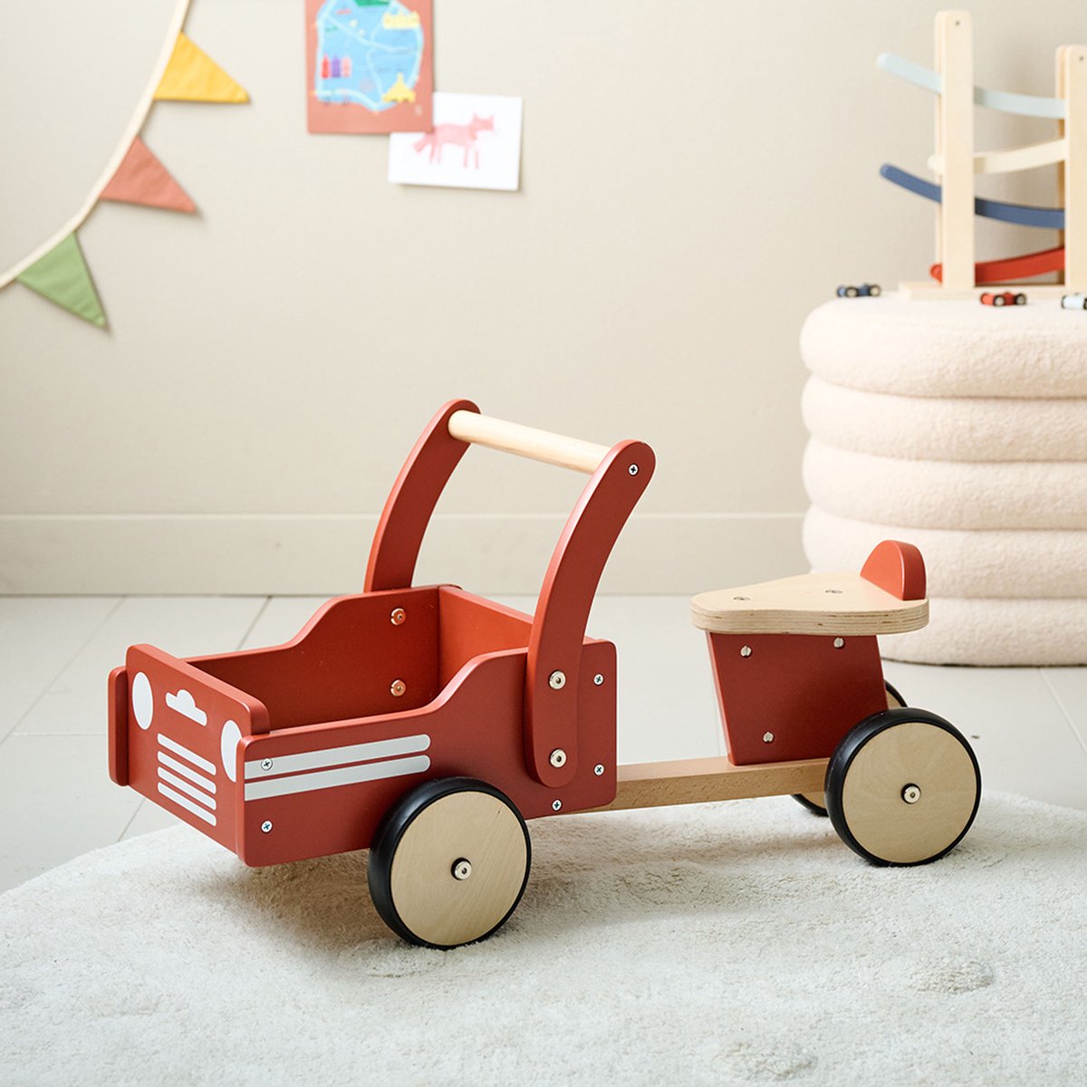 Petite Amélie Houten Bakfiets Rood - Loopfiets (8720986424899)