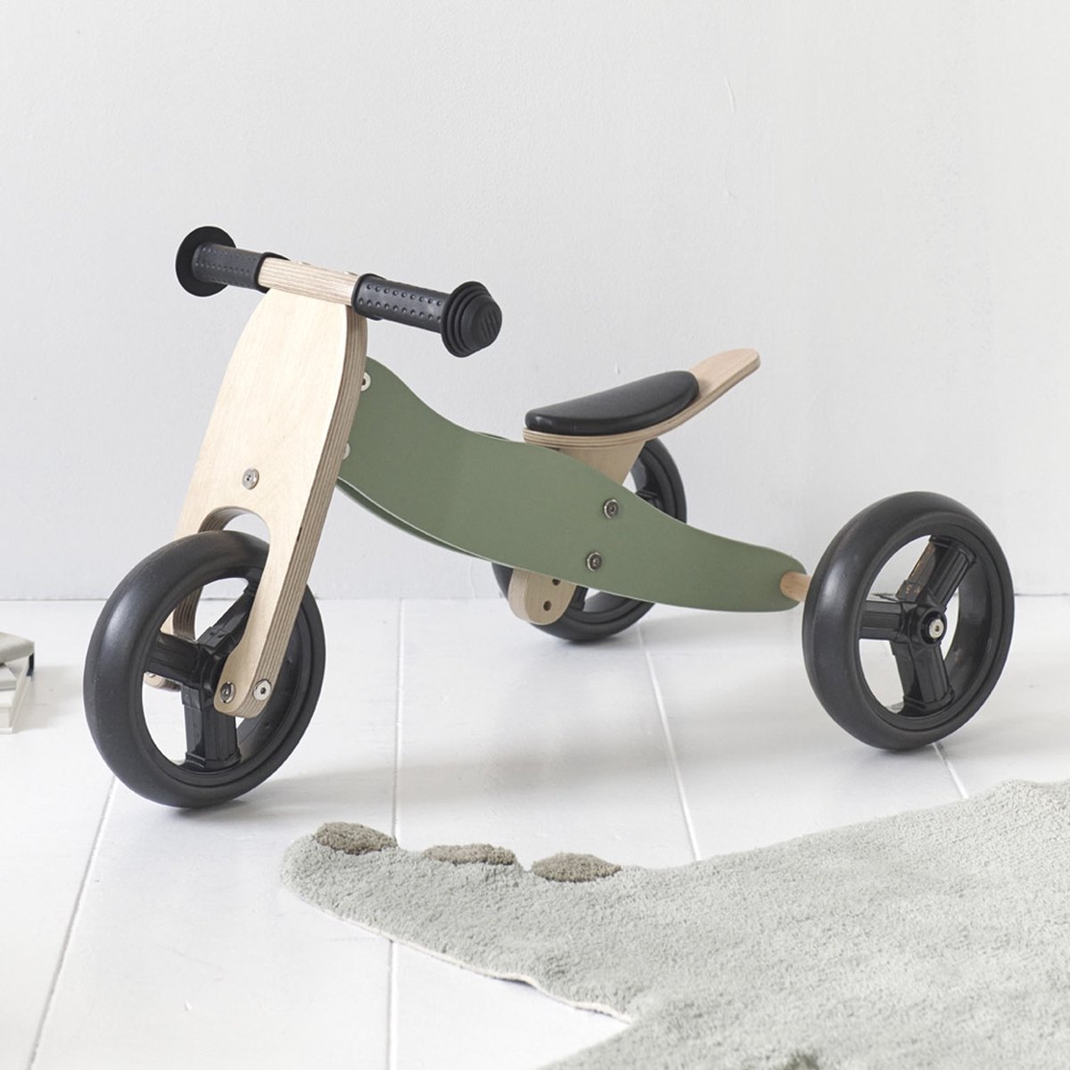 Petite Amélie ® Loopfiets - Houten - Vanaf 1 jaar - 4 in 1 Loopfiets - Stimuleert motoriek & balans - Groen (8720828246146)