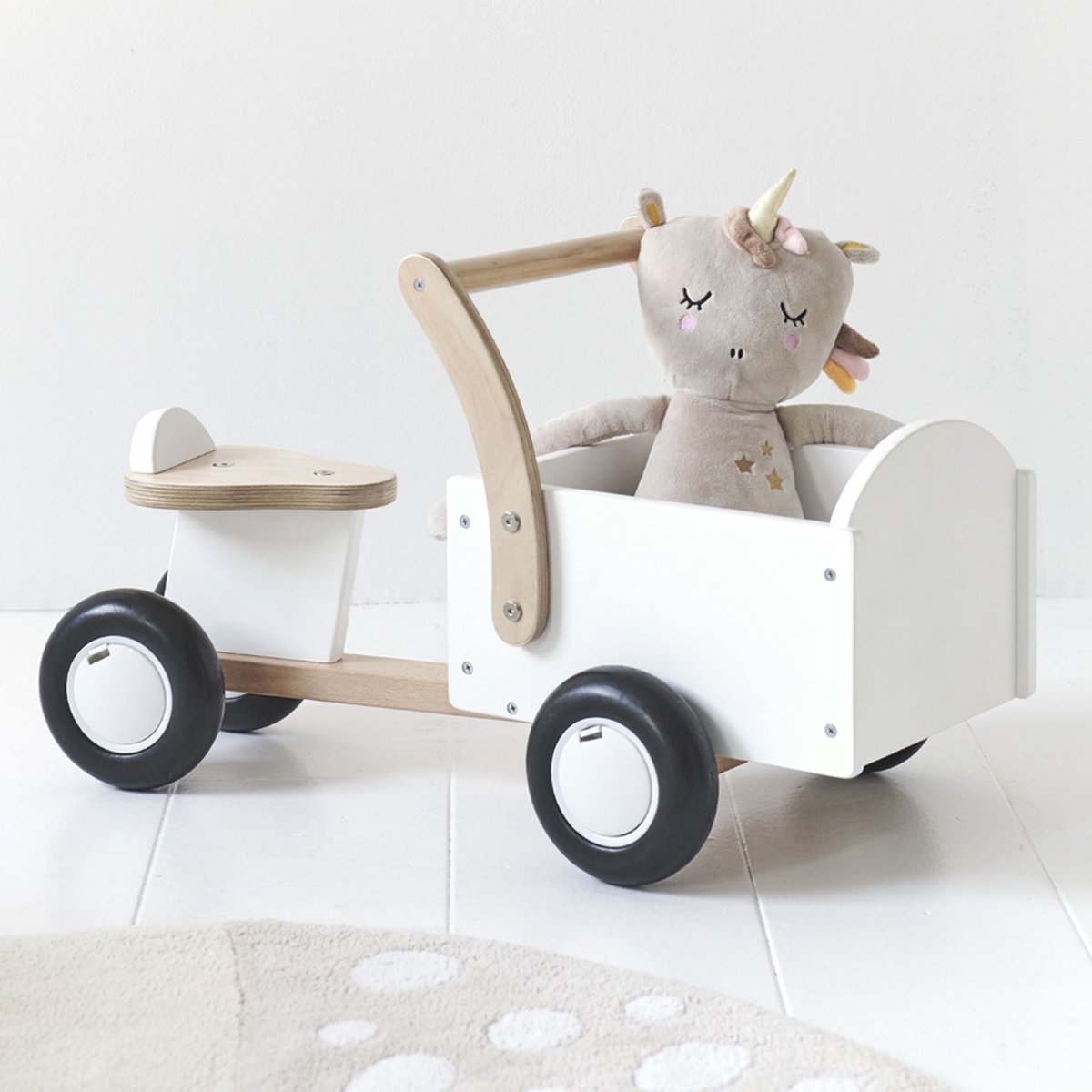Petite Amélie ® Loopfiets - Loopbakfiets - Kinderfiets - Houten - Vanaf 1 jaar - Stimuleert motoriek & balans - Wit (8720828246139)