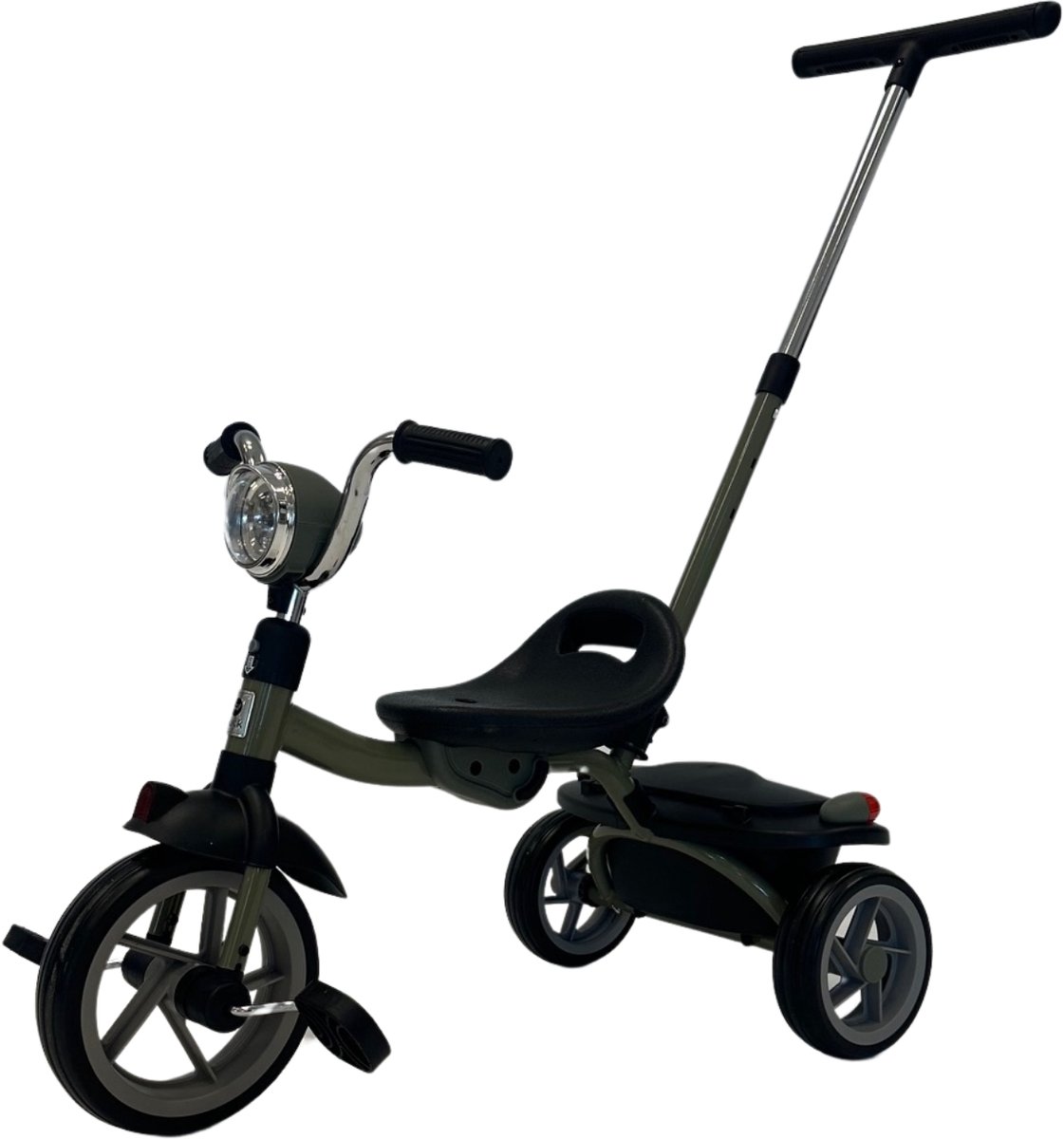 Puck Driewieler Groen-Zwart met duwstang (6096229275217)