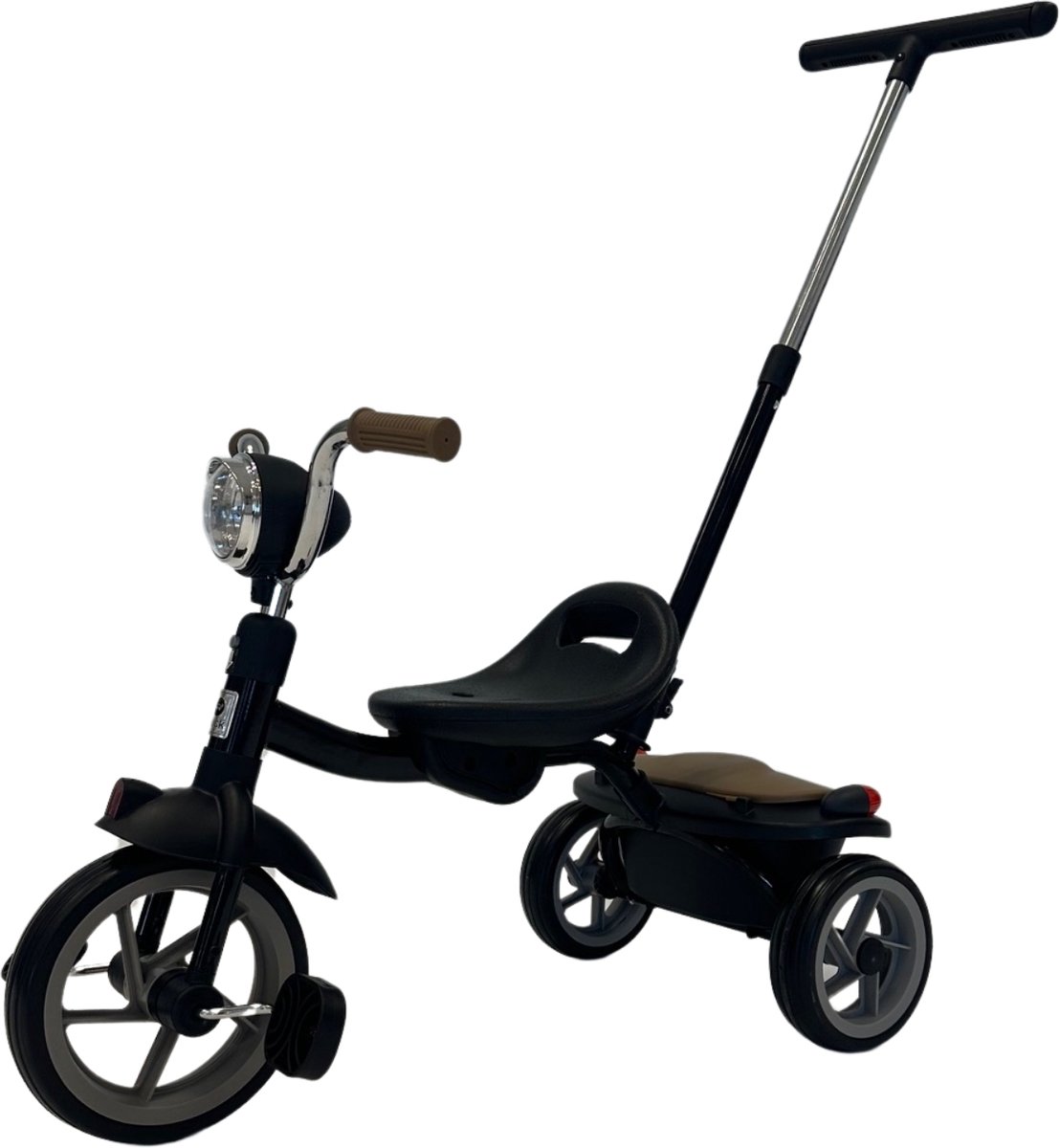 Puck Driewieler Zwart-bruin met duwstang (6096246442401)