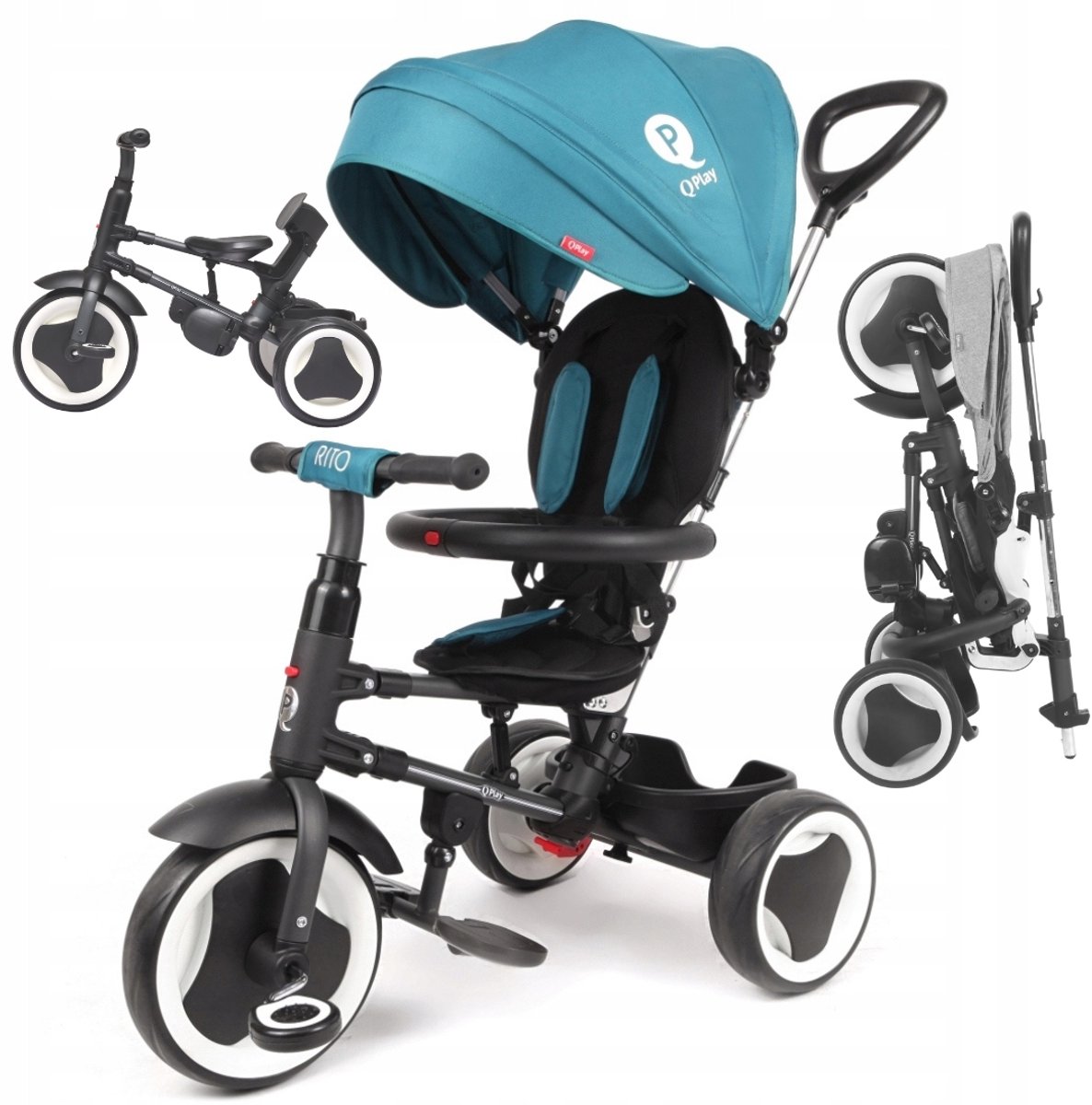 Qplay Rito Driewieler Groen - 3-in-1 Loopfiets met Kap (5061047480045)
