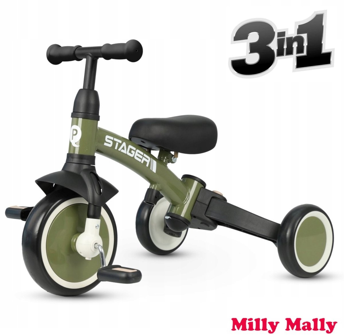 Qplay Stager 3-in-1 Loopfiets/Driewieler Groen (2-6 jaar) (5907385932160)