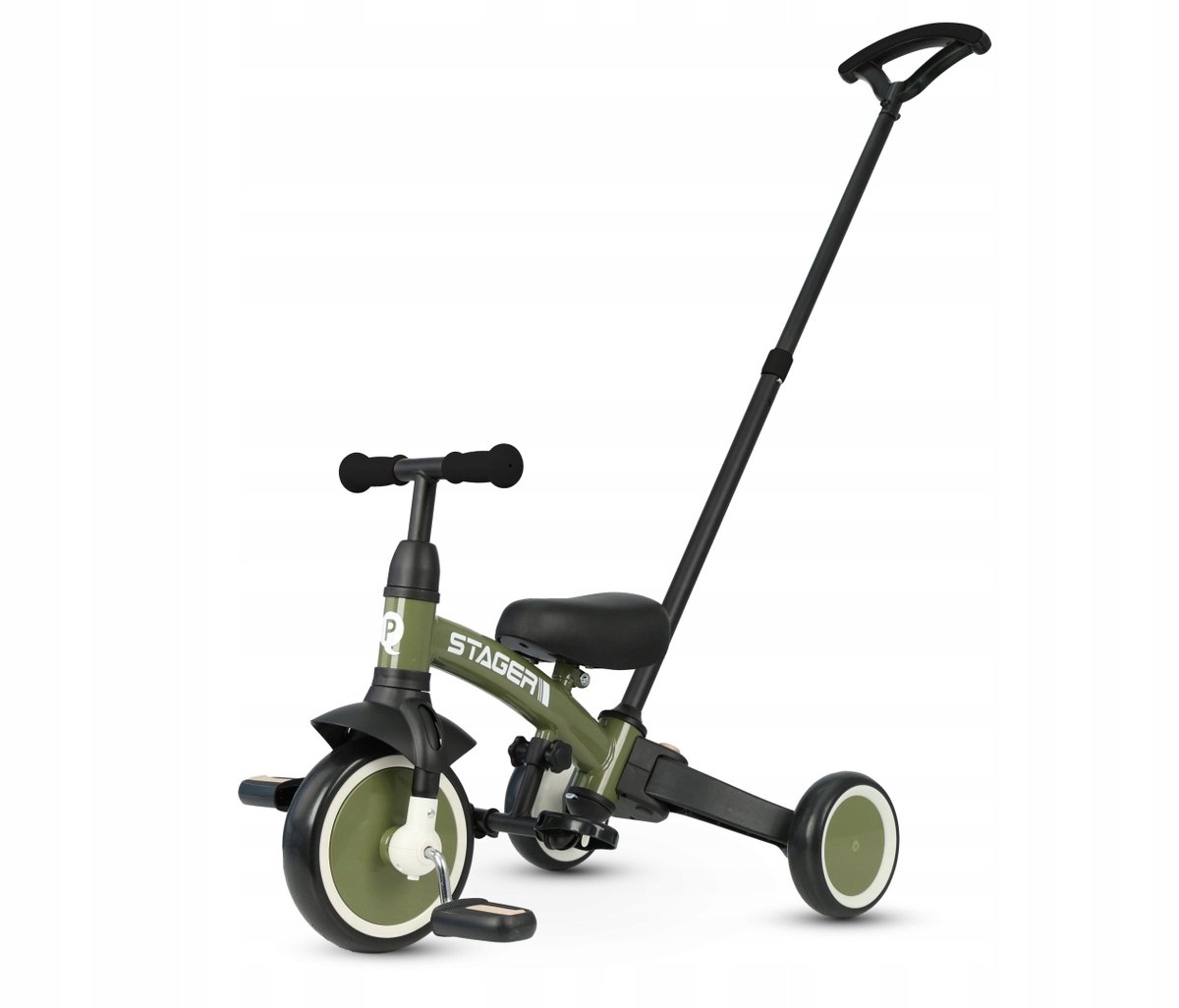 Qplay Stager Driewieler 3-in-1 Groen - Loopfiets & Duwfiets (5061047481738)