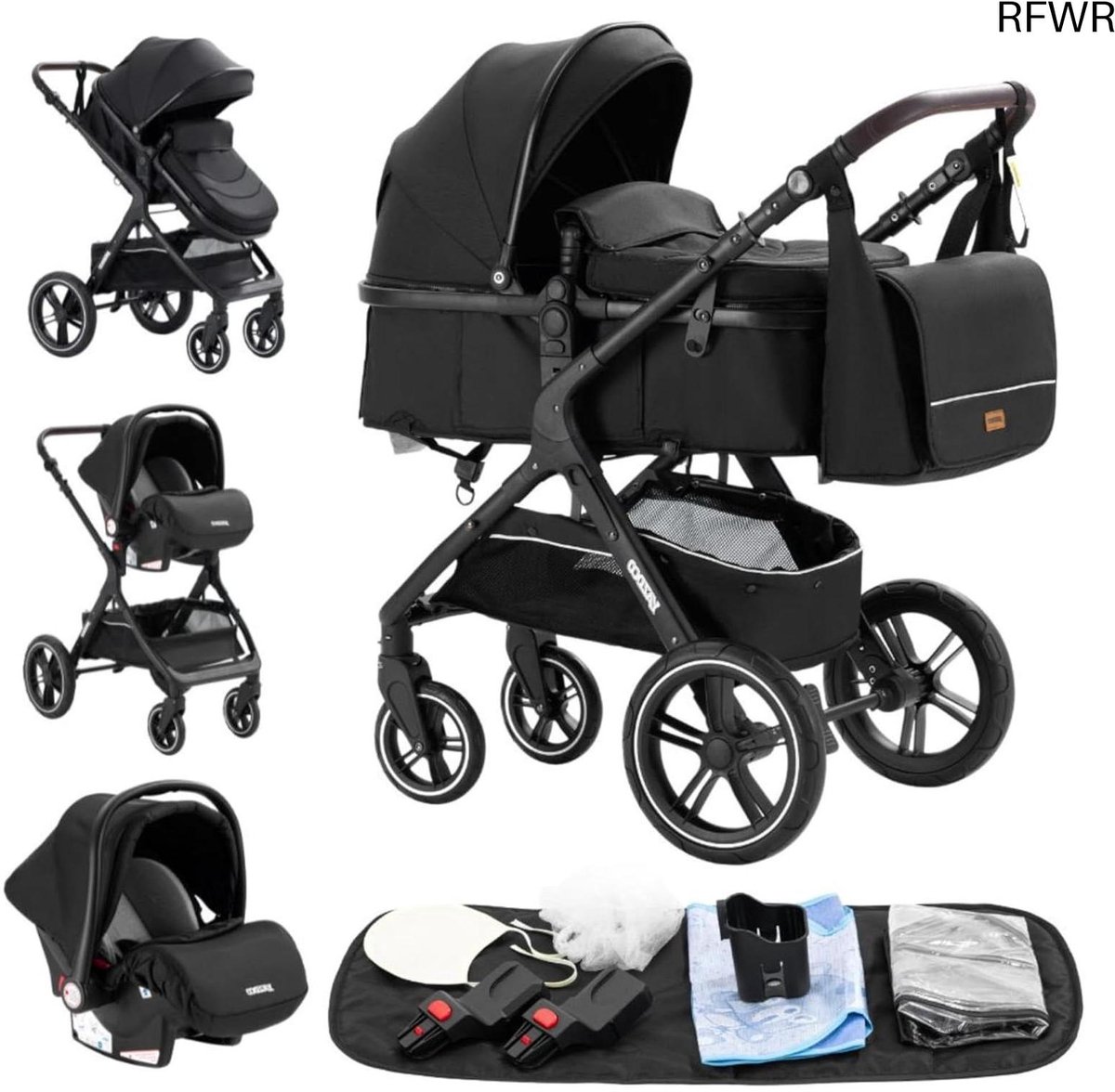 RFWR® 3-in-1 Kinderwagen Hoogland Combinatie, Vouwbare Driewieler voor Baby's tot 36 kg (8721316047603)