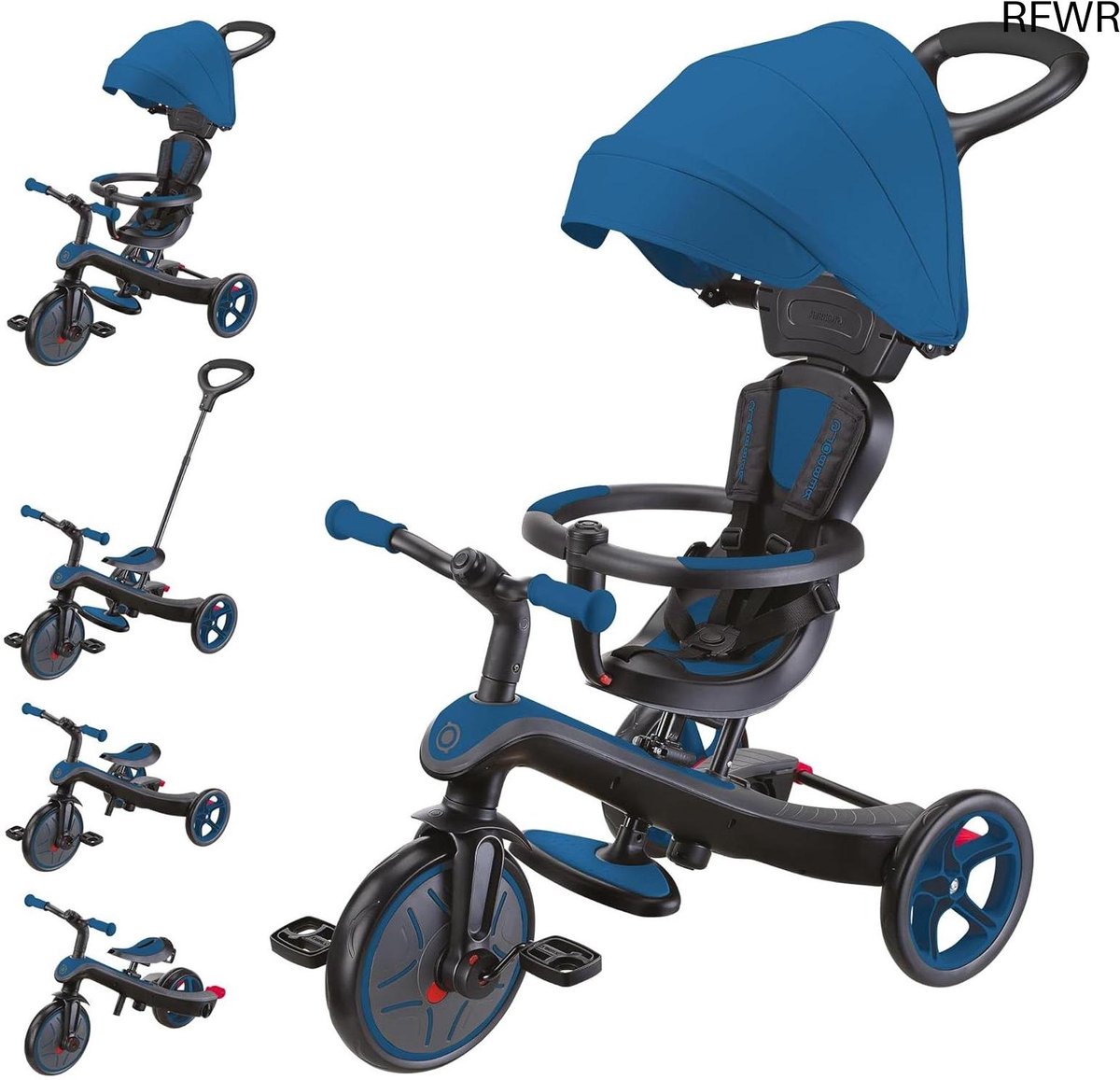 RFWR® 4-in-1 Driewieler en Loopfiets voor Peuters - Schaalbare Comfort Driewieler voor Kinderen van 10 maanden tot 5 jaar - Marineblauw (8721316117429)