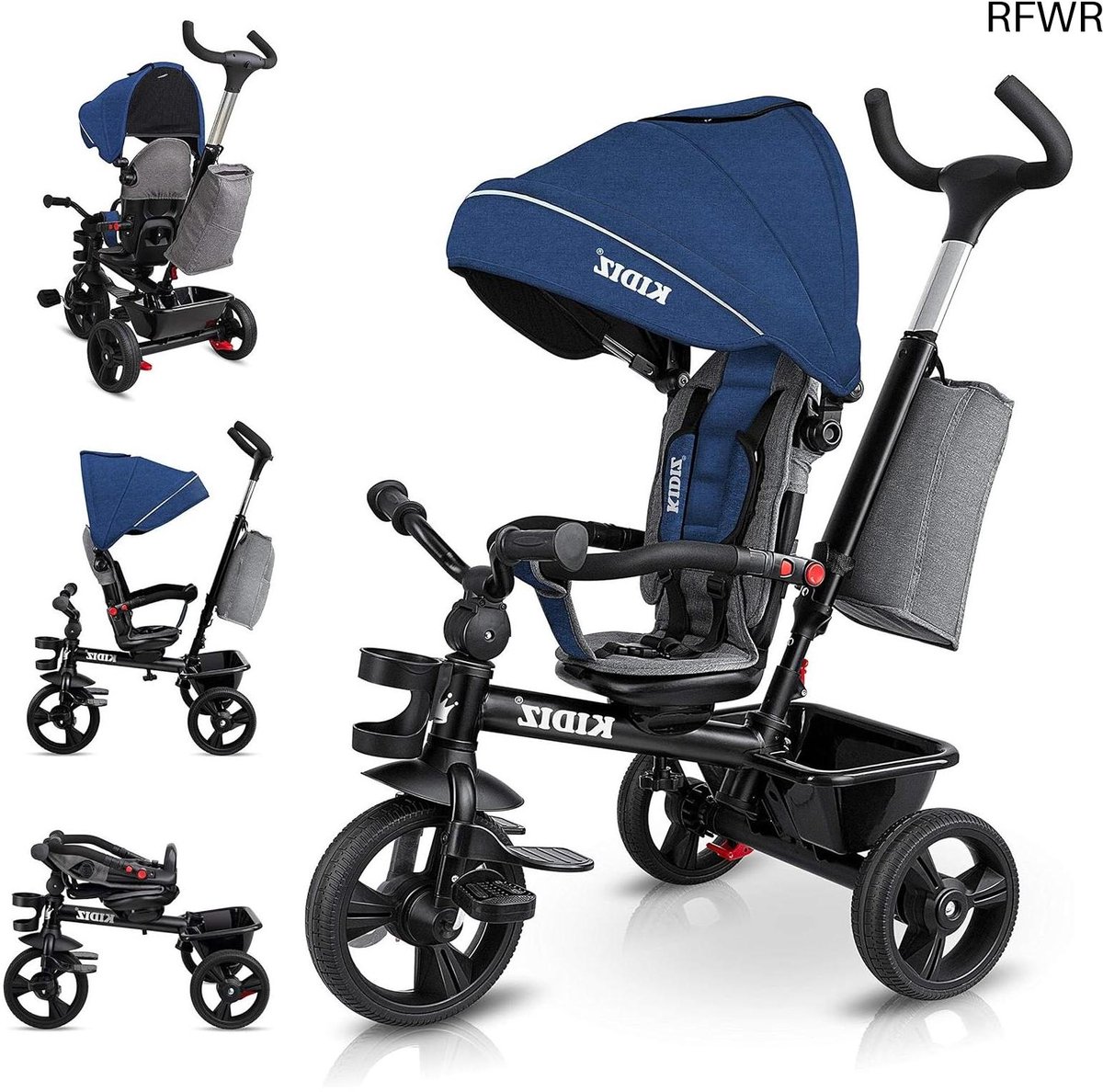 RFWR® 5-in-1 Kinderdriewieler met Duwstang en Zonnedak voor Kinderen vanaf 1 Jaar (8721316117108)