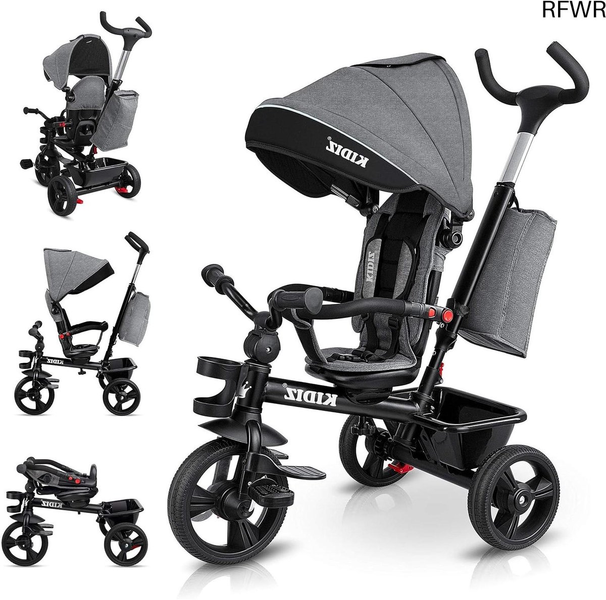 RFWR® Multifunctionele Kinderdriewieler 5in1 voor Kinderen vanaf 1 Jaar | Loopfiets, Jogger en Driewielfiets | Veilig en Verstelbaar met Zonnekap, Bekerhouder en Opbergmogelijkheden (8721316117221)