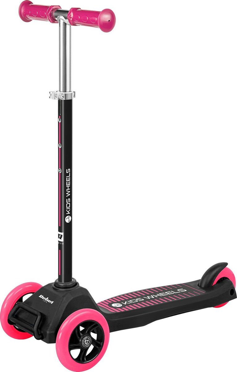 Rebel ZAB0121P - Driewielige kids step 'Kids Wheels', vanaf 3 jaar, zwart/roze (5901890055949)
