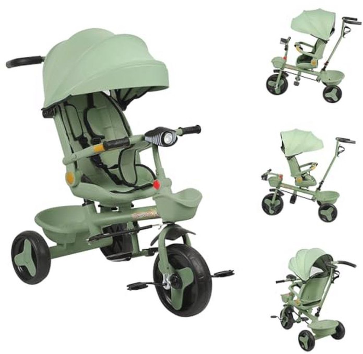 Schaalbare 4-in-1 Driewieler voor Baby's met Omkeerbaar Zitje en Inklapbaar Zonnescherm (9101009446842)