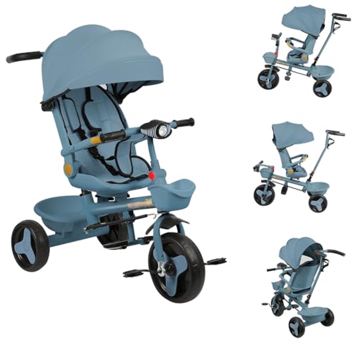Schaalbare Driewieler voor Baby's - 4-in-1 Loopfiets met Omkeerbaar Zitje en Inklapbaar Zonnescherm (6153910153183)