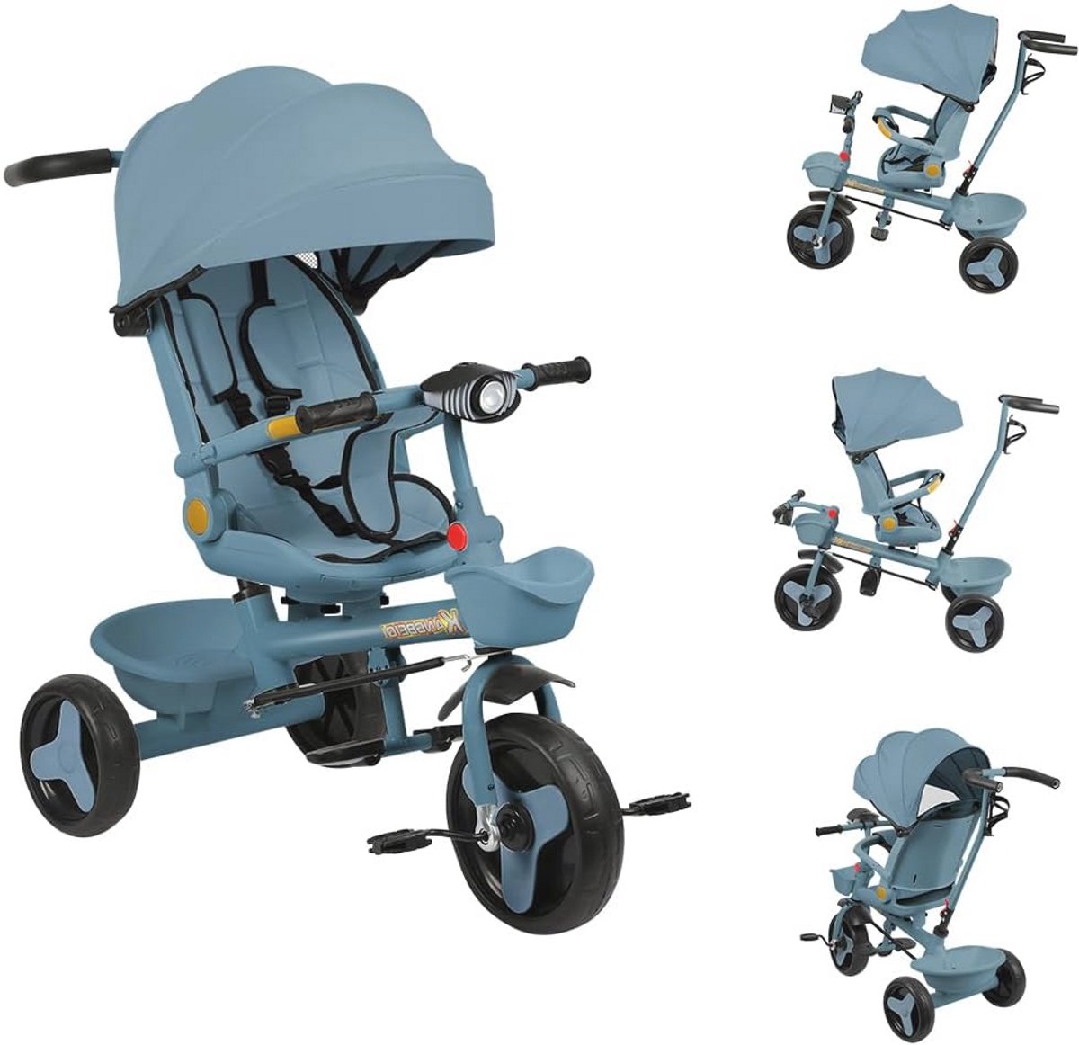 Schaalbare Driewieler voor Baby's - 4-in-1 Loopfiets met Omkeerbaar Zitje en Inklapbaar Zonnescherm (9101018340155)