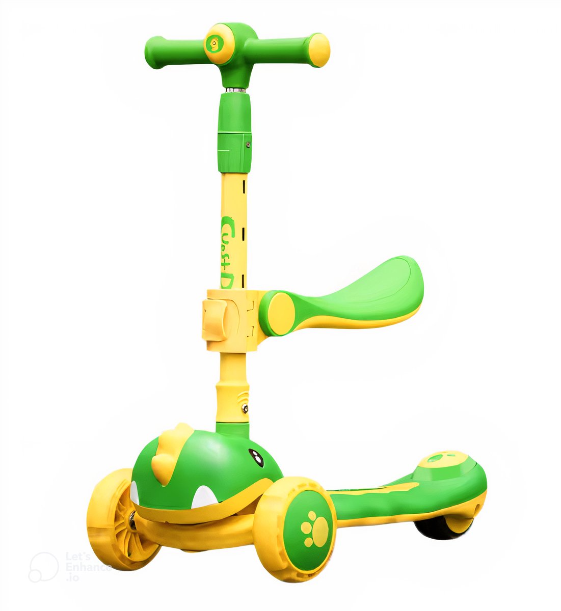 Scooter Kinderstep dinosaurus - 3 wielen step - 2-in-1 Loopfiets en Step - Leeftijd 2-5 jaar - Hoogte verstelbaar - Vouwbaar zitje - Jongens meisjes - Speelgoed dino (8720844094301)