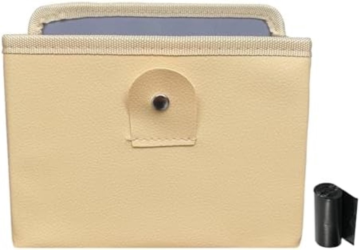 Selbro ® Opvouwbare Auto Prullenbak Met Rol Vuilniszakken, Ruimtebesparende Hangende Prullenbak Voor Auto, Keuken, Kantoor (Beige) (8721263249754)