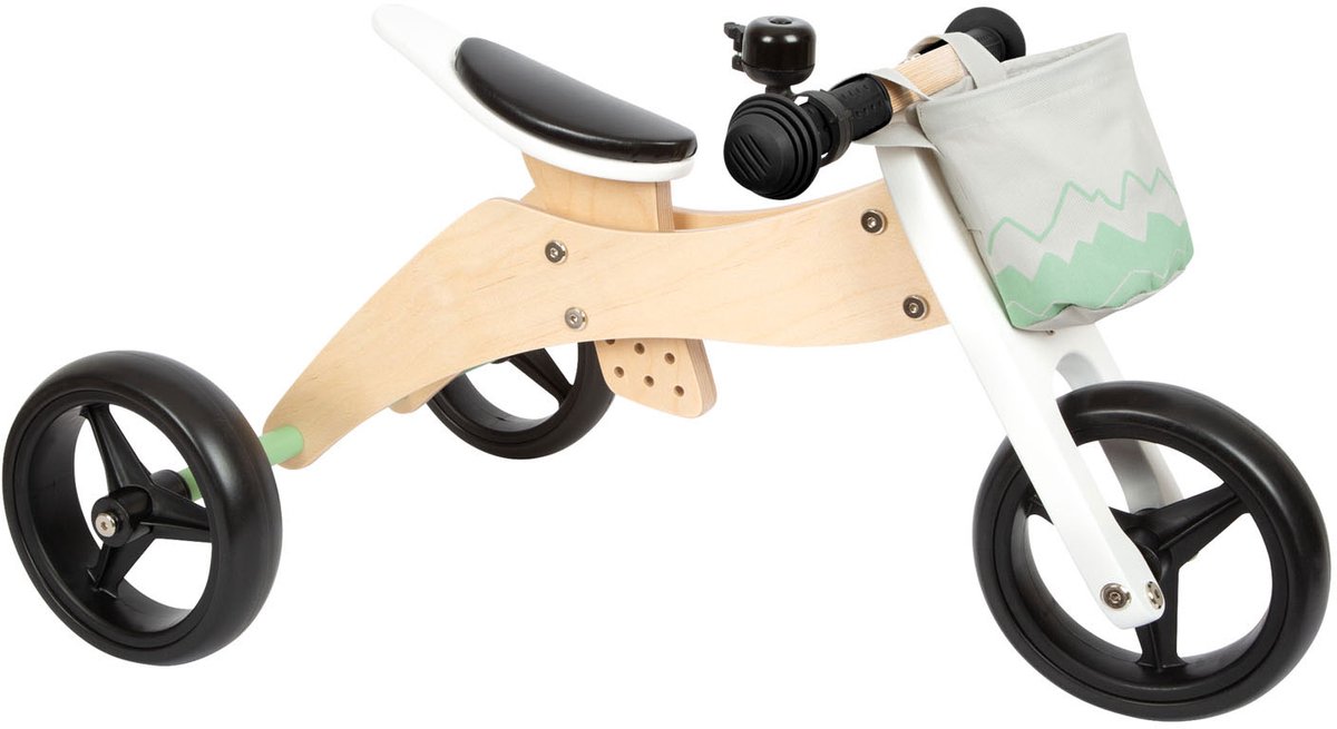 Small Foot - Houten Training Driewieler/Loopfiets 2in1 Saliegroen (4020972124142)