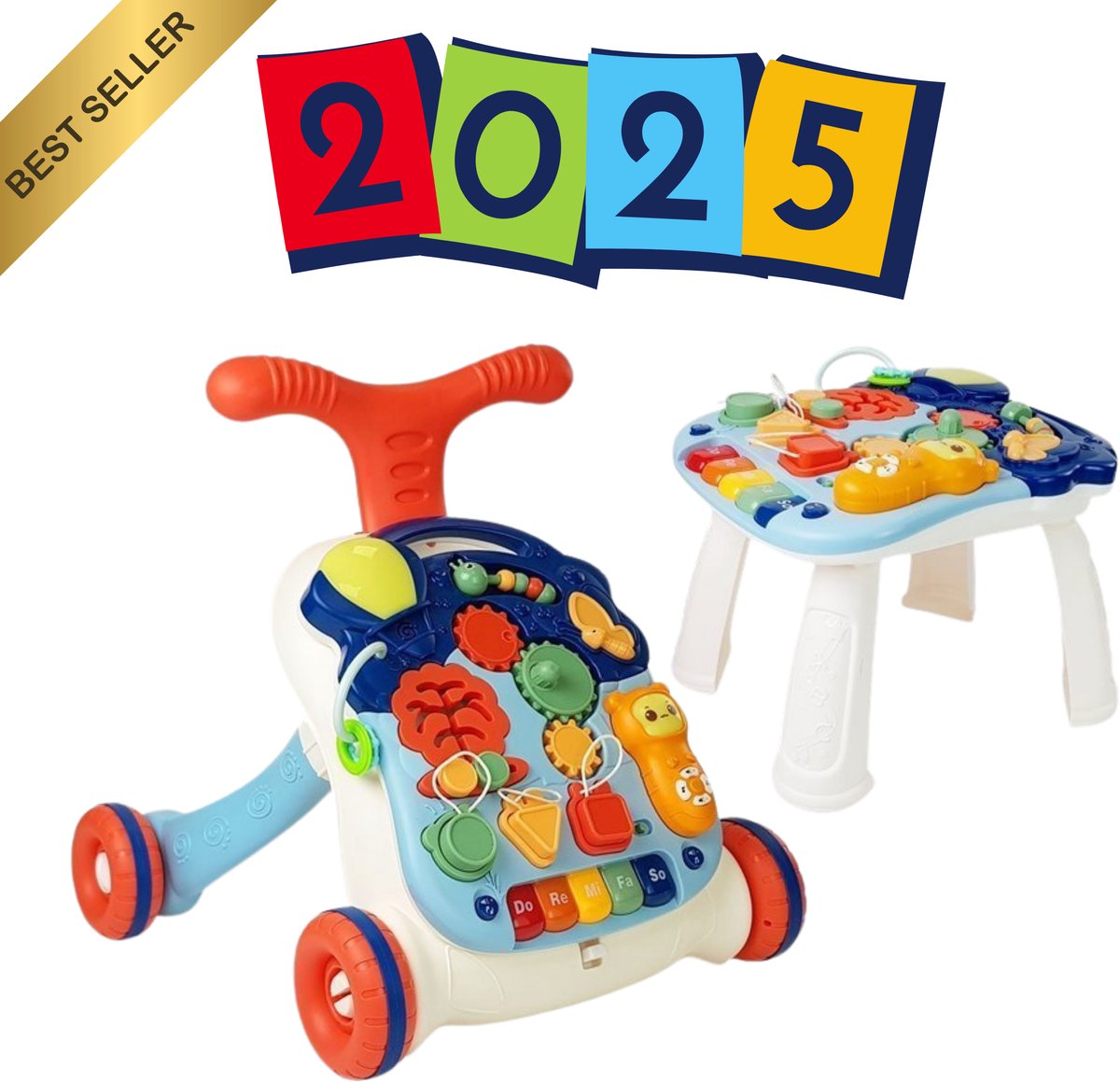 SmartSteps Interactieve Loopwagen 3-in-1 Met Afneembaar Educatief Paneel, Muzikaal Piano, Telefoon & Licht- en Geluidseffecten - Speelgoed 1 Jaar - Baby Walker, Speeltafel & Leertray - Veilig, Verstelbaar & Stabiel Ontwerp - Met Ebook (8721225910418)