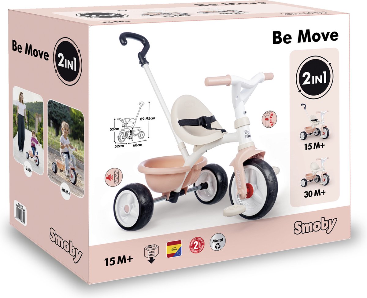 Smoby - Be Move - Driewieler - Roze - Vanaf 15m. (3032167403391)
