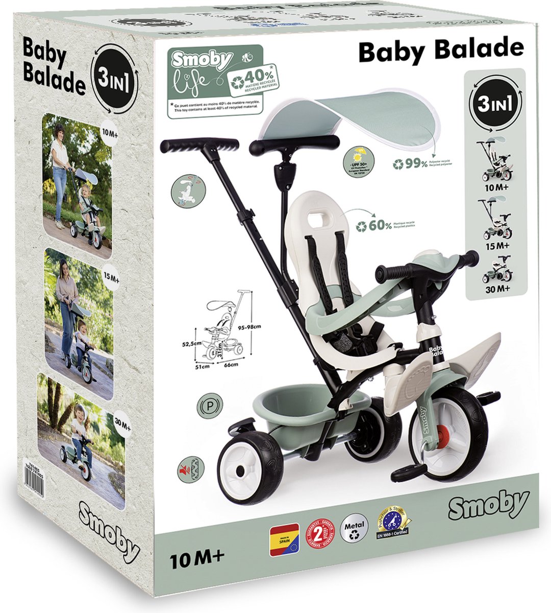 Smoby - Smoby Life Baby Balade - Driewieler - Vanaf 10m. (3032167414052)