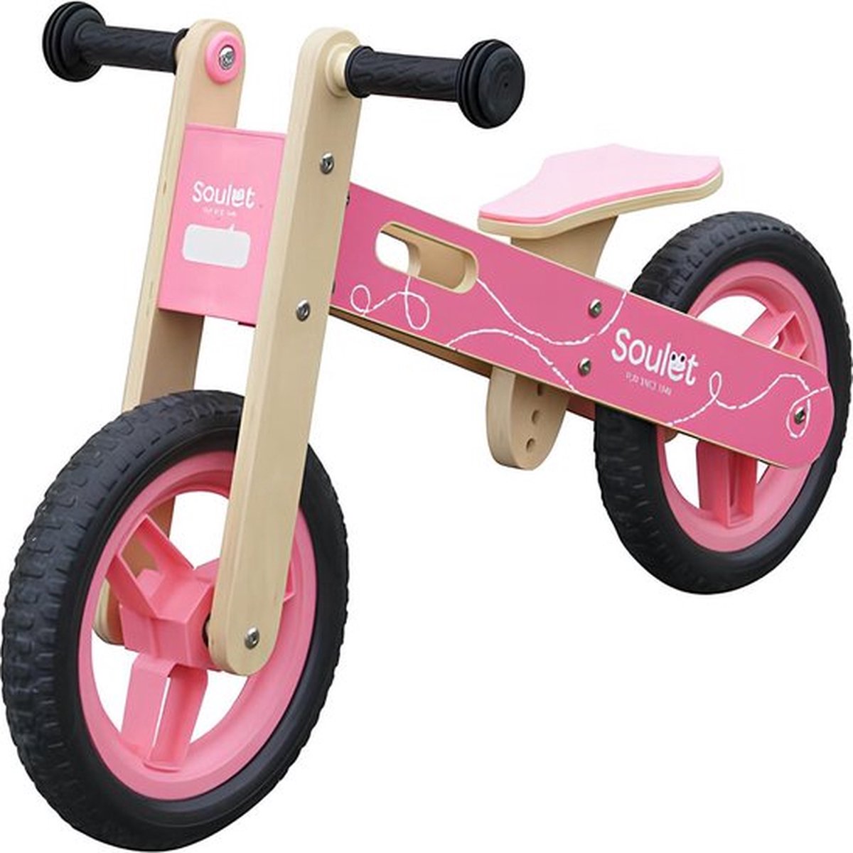 Soulet Houten Loopfiets Roze - Fietsen - 84x36x51cm (LxBxH) (3598740055307)