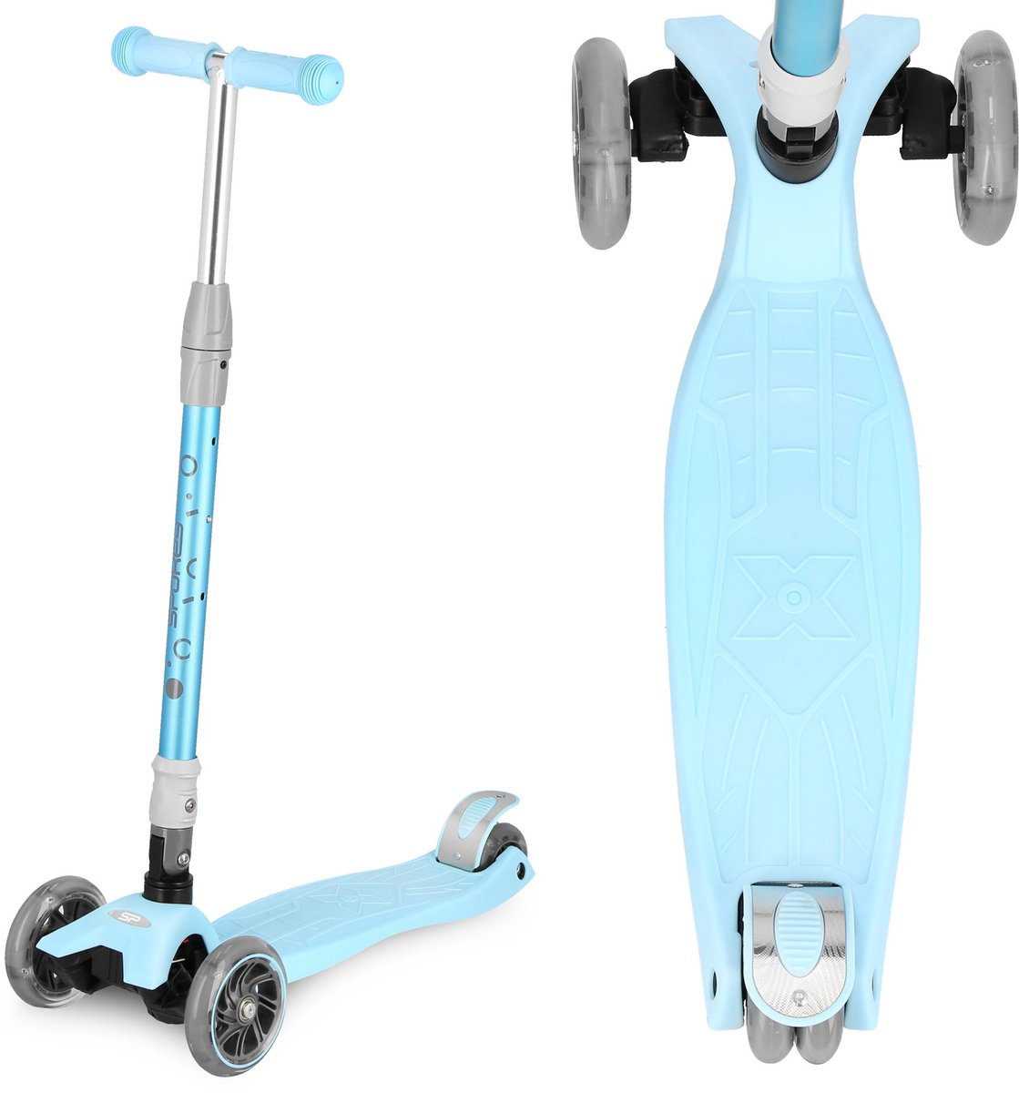 Spokey PLIER Kinderstep - Licht blauw - Verstelbare hoogte 68-75-81 cm - LED-verlichting - Maximaal gebruikersgewicht 50 kg (5905339408761)