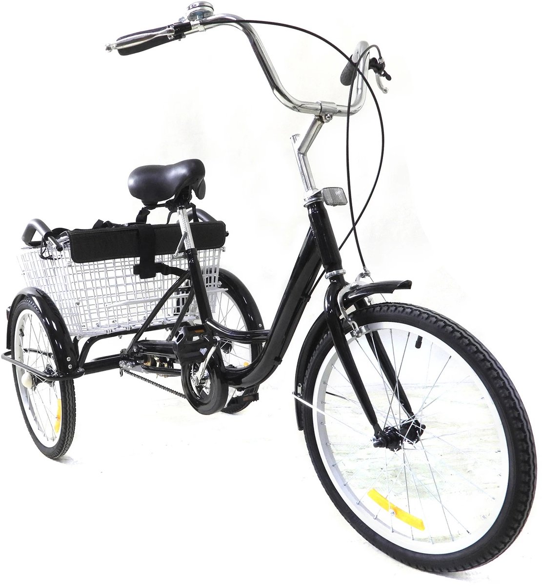 Stemily Driewieler - Volwassenen - Kinderzitje - Winkelmand - Verstelbaar - Koolstofstaal - Tot 120KG - 165x76x104-111cm (8721284641865)