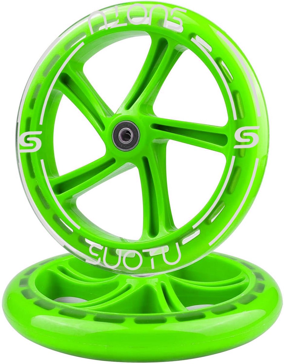 Suotu Kinderstep Wielen Set - 2 Stuks - 145mm Lichtgevende Wielen - Groen (8721049720644)