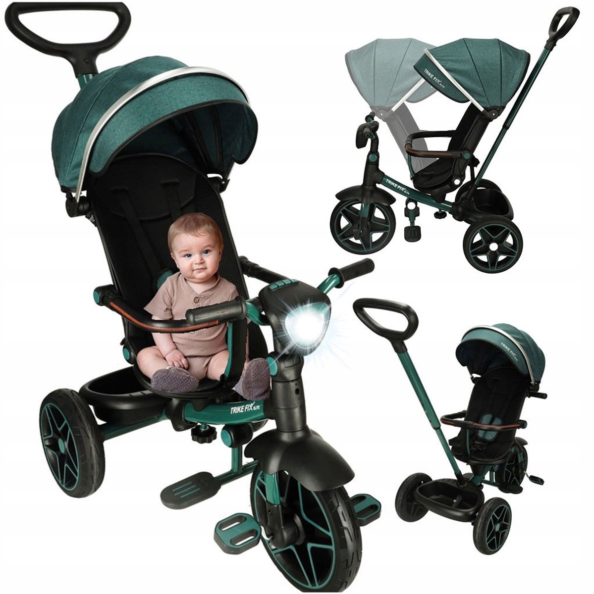 Trike Fix Elite Green Loopfiets 6-in-1 met Duwstang (5901431950030)