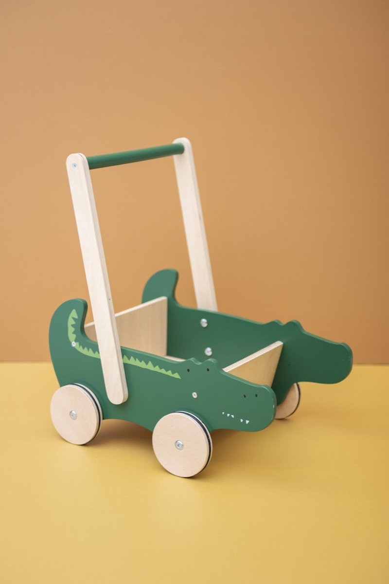 Trixie Houten Loopwagen - Mr. Crocodile - Babywalker - Kinder speelgoed - Loopkar vanaf 1,5 jaar - Voor Jongens en Meisjes - FSC (5400858368232)