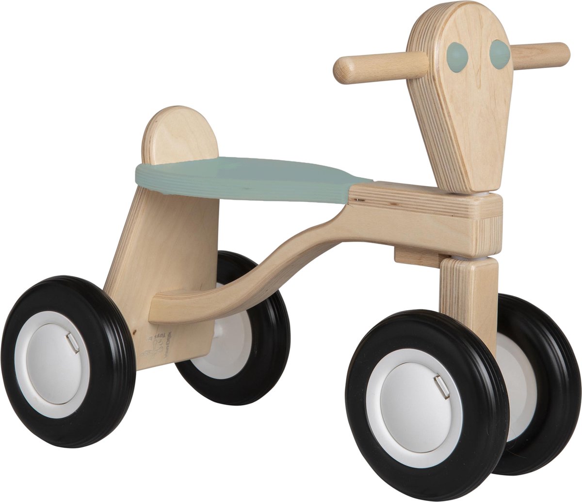 Van Dijk Toys berken houten loopfiets vanaf 1 jaar - Vintage Blauw/Groen(Kinderopvang kwaliteit). (8720387113781)