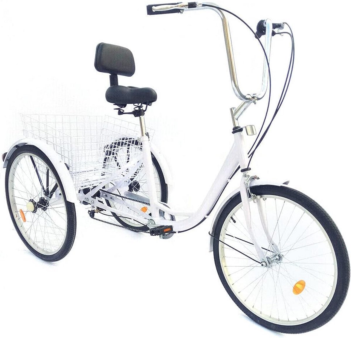 Volwassen driewieler met 3 wielen en 6 versnellingen - 24 inch trike met mand (6154512785727)