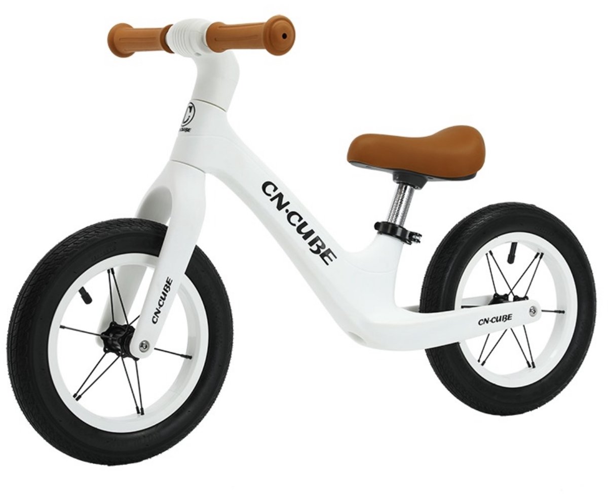 loopfiets voor kinderen - 12 INCH - Verstelbare zadel - Rubberen handvaten - Luchtbanden - 1 tot 5 jaar - Goede kwaliteit en design - Wit (8785294036417)