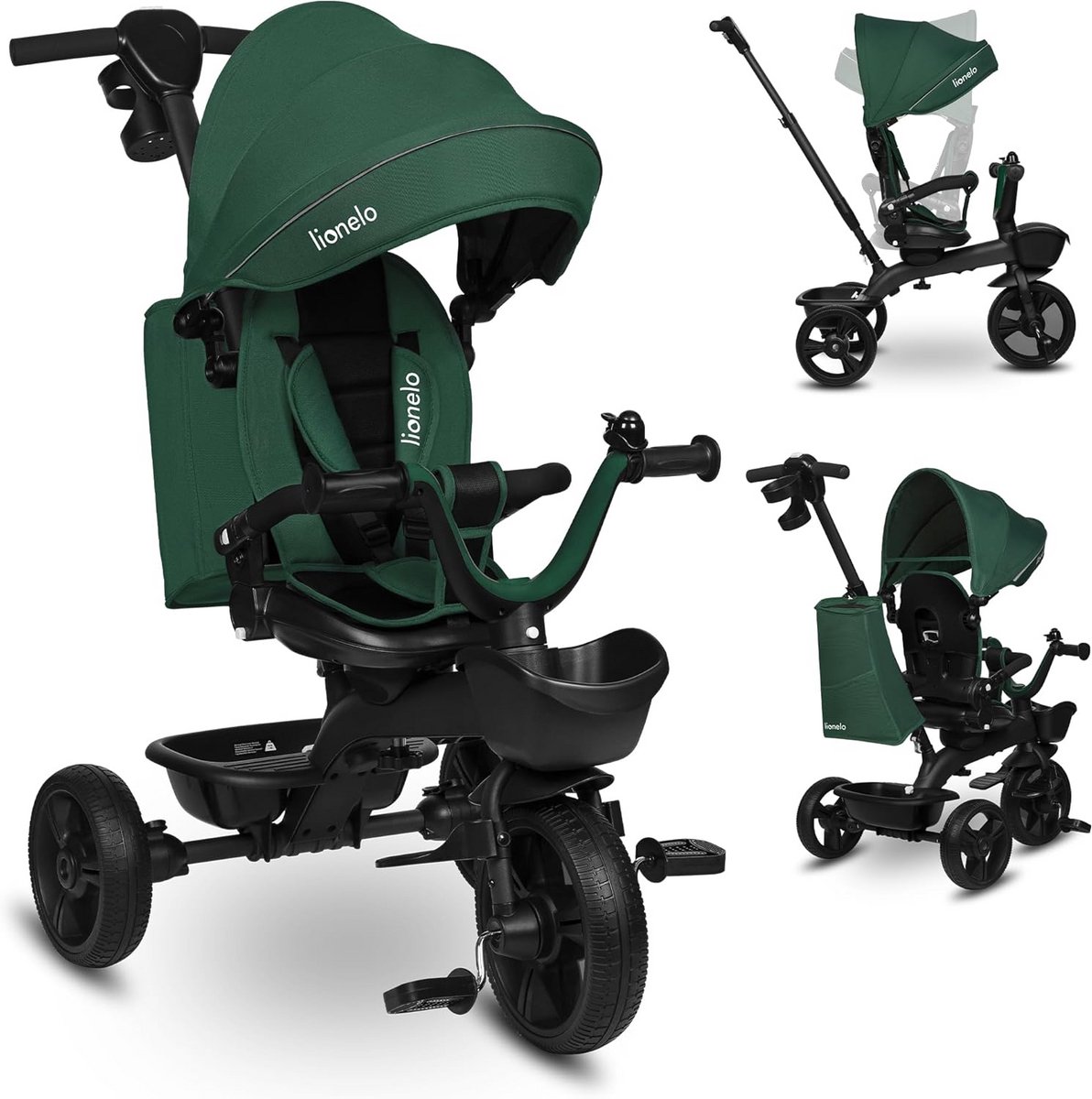 2-in-1 Loopfiets en Driewieler voor Kinderen 1,5 tot 5 Jaar met Duwstang en Zonnekap (9101057295416)