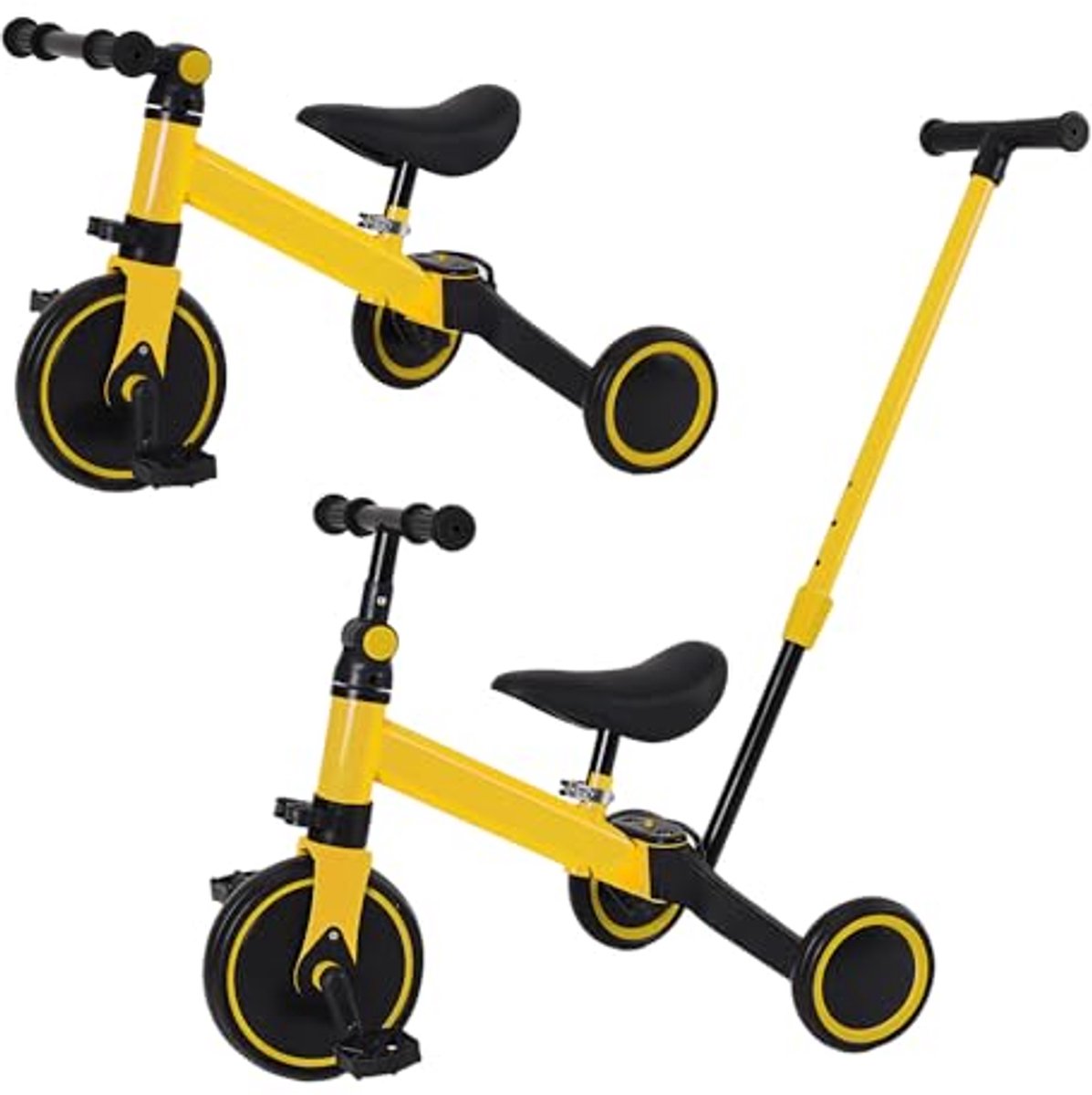 3-in-1 Baby Trike - Expandable Tricycle voor Kinderen met Pedalen - Balance Bike voor Meisjes en Jongens (Geel Zwart) (6153815399303)