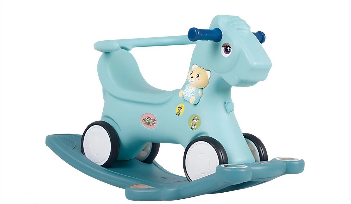 3-in-1 Hobbelpaard -baby-Loopfiets met Muziekmachine-4 Stille wielen voor jongens en meisjes 6-36 maanden-Wit (0614164890522)