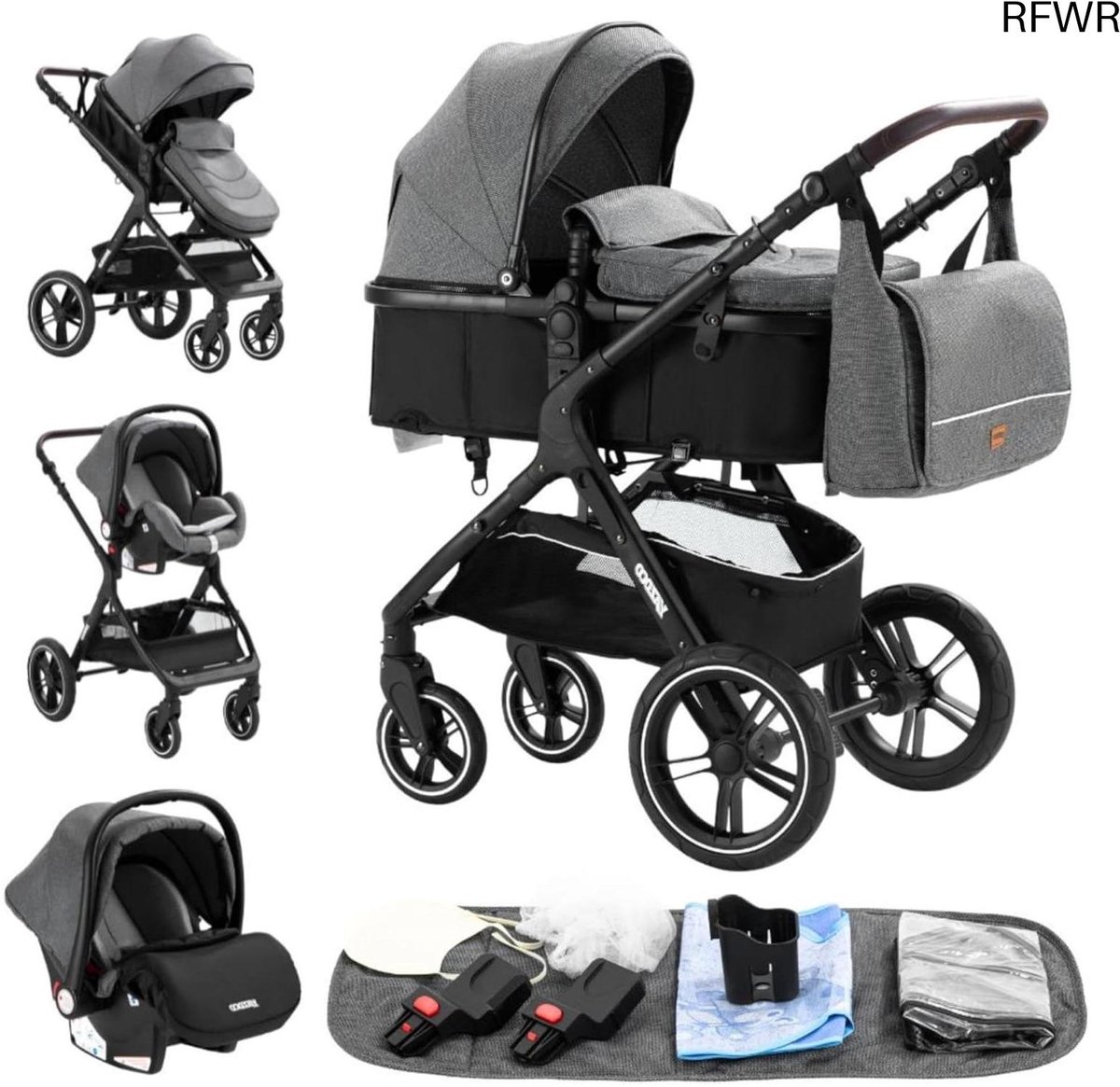 3-in-1 Kinderwagen - Citadines Combinatie Kinderwagen voor Kinderen van 0-36 Maanden, Vouwbaar en Driewieler (9101066902626)