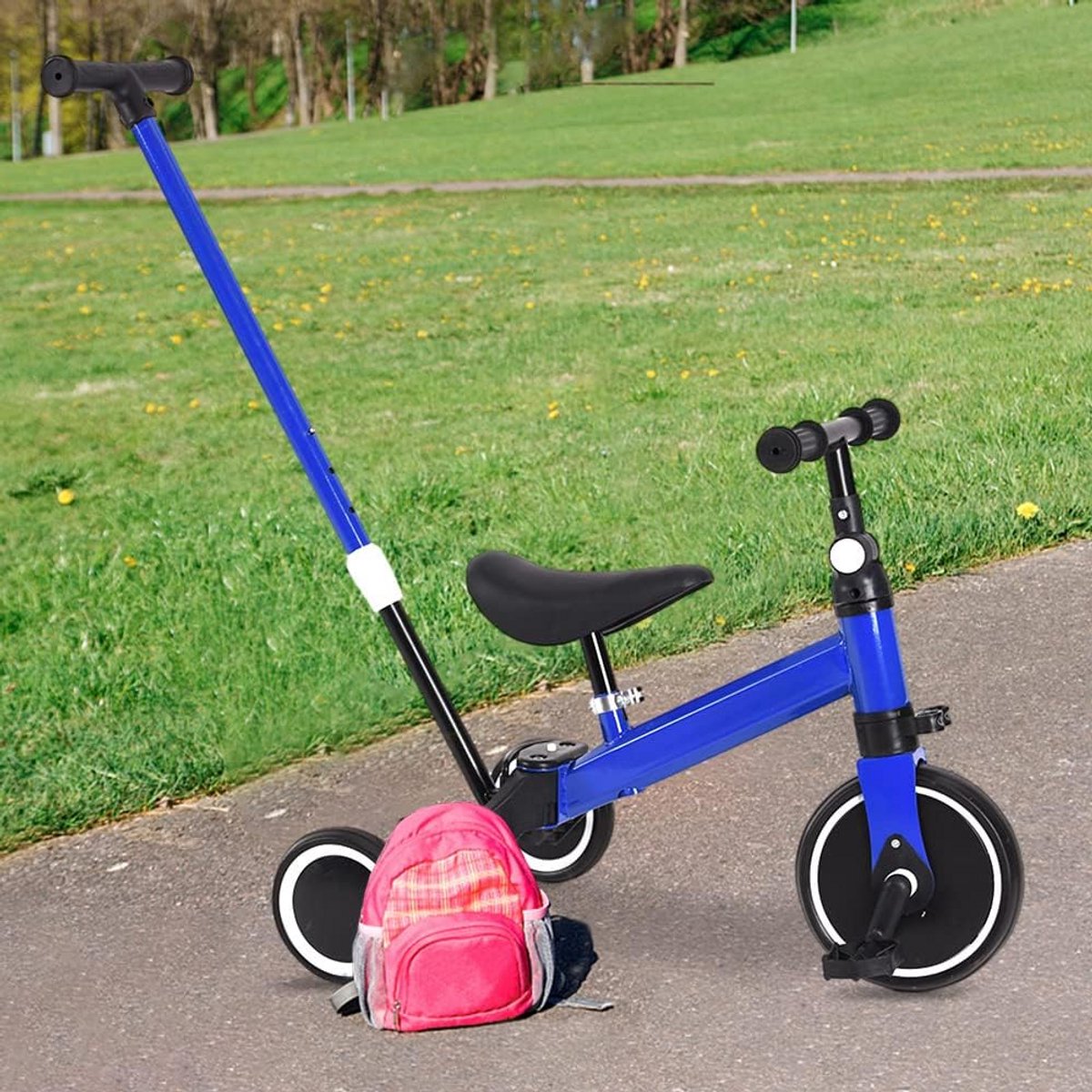 3-in-1 Loopfiets Driewieler met Duwstang voor Kinderen 1.5 tot 5 Jaar (9101058598189)