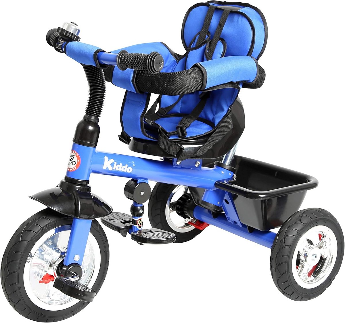4-in-1 Kinder Loopfiets Driewieler met Draaibare Zitting en Zonnedak (Blauw) (9101057591662)