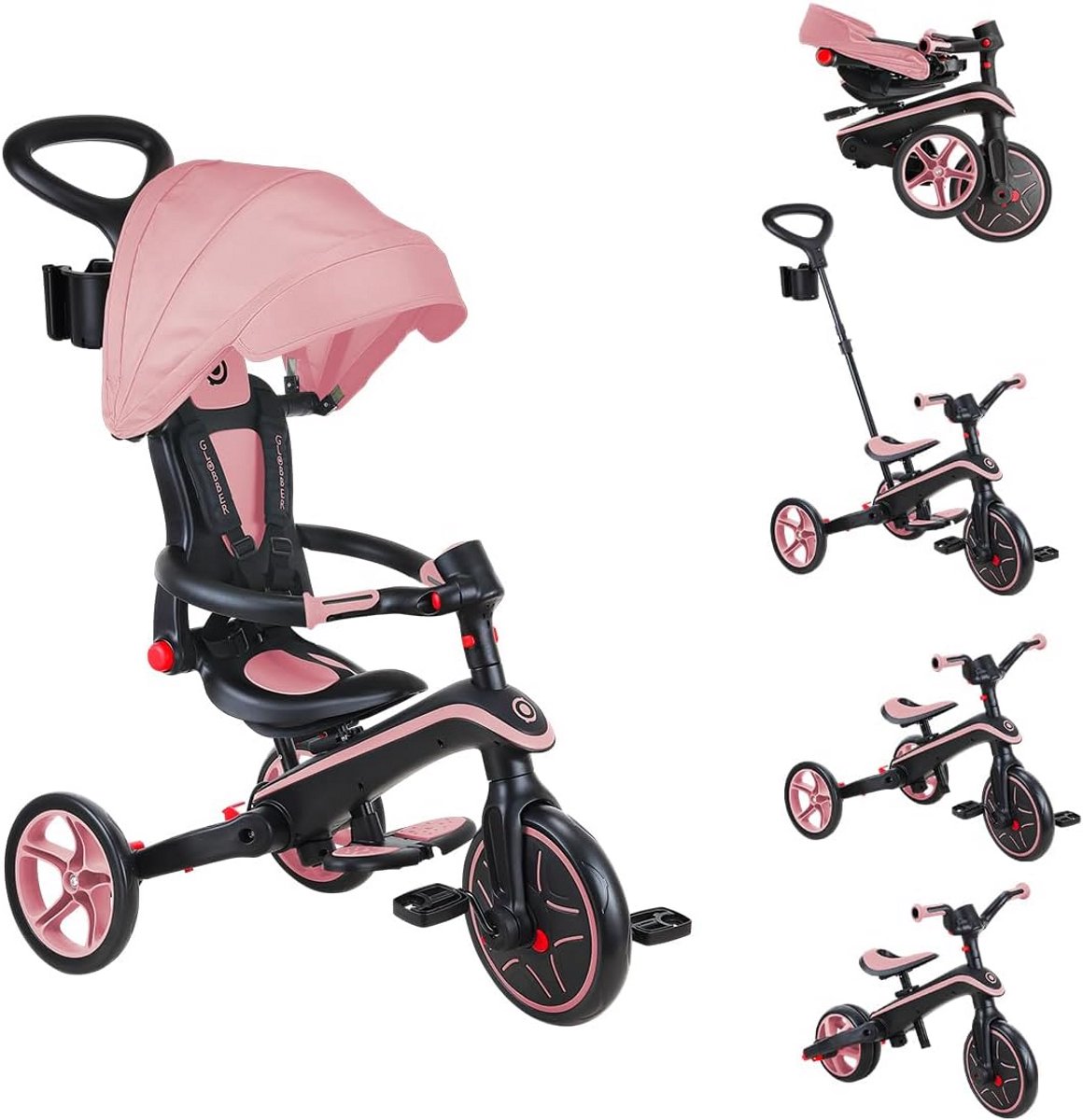 4-in-1 Vouwbare Tricycle voor Peuters - Pastel Roze (9101069421414)