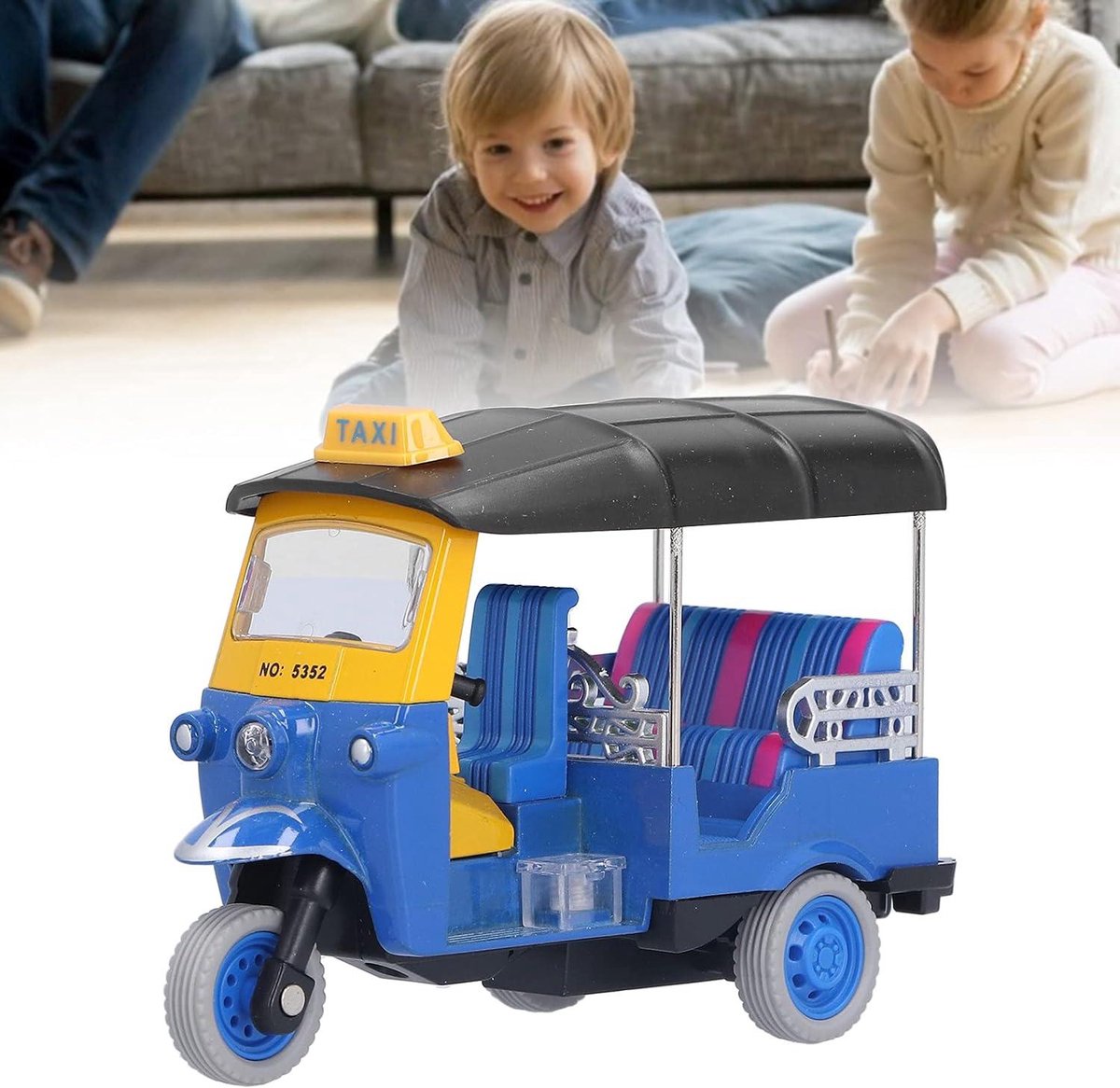 Allecta - Thai Driewieler Tuk Tuk Model Auto - Speelgoed Simulatie Legering Voertuig - Speelgoed voor 3 Jaar Oud - Kinderen - Blauw - Verjaardag - Kerst - Geschikt voor Kids - Blauw Model (8785353644669)