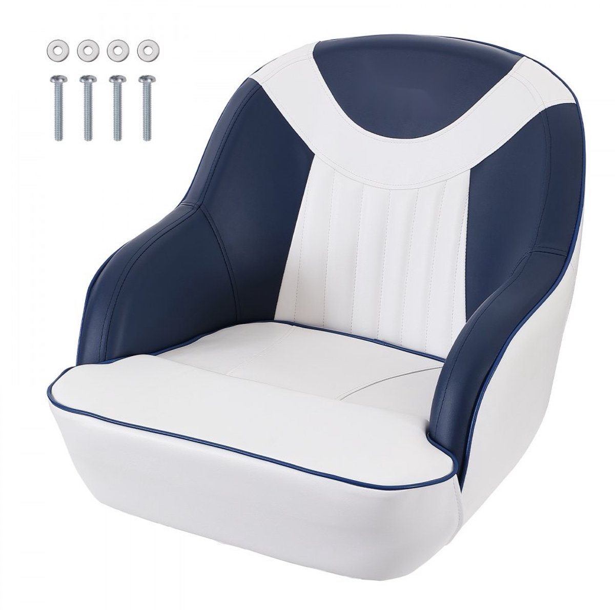 Bootssitz - Kapitänssitz Schalensitz - Gepolstert - Für Angeln und Pontonboote - Mit Rückenlehne - 1 Stück (6097739946970)