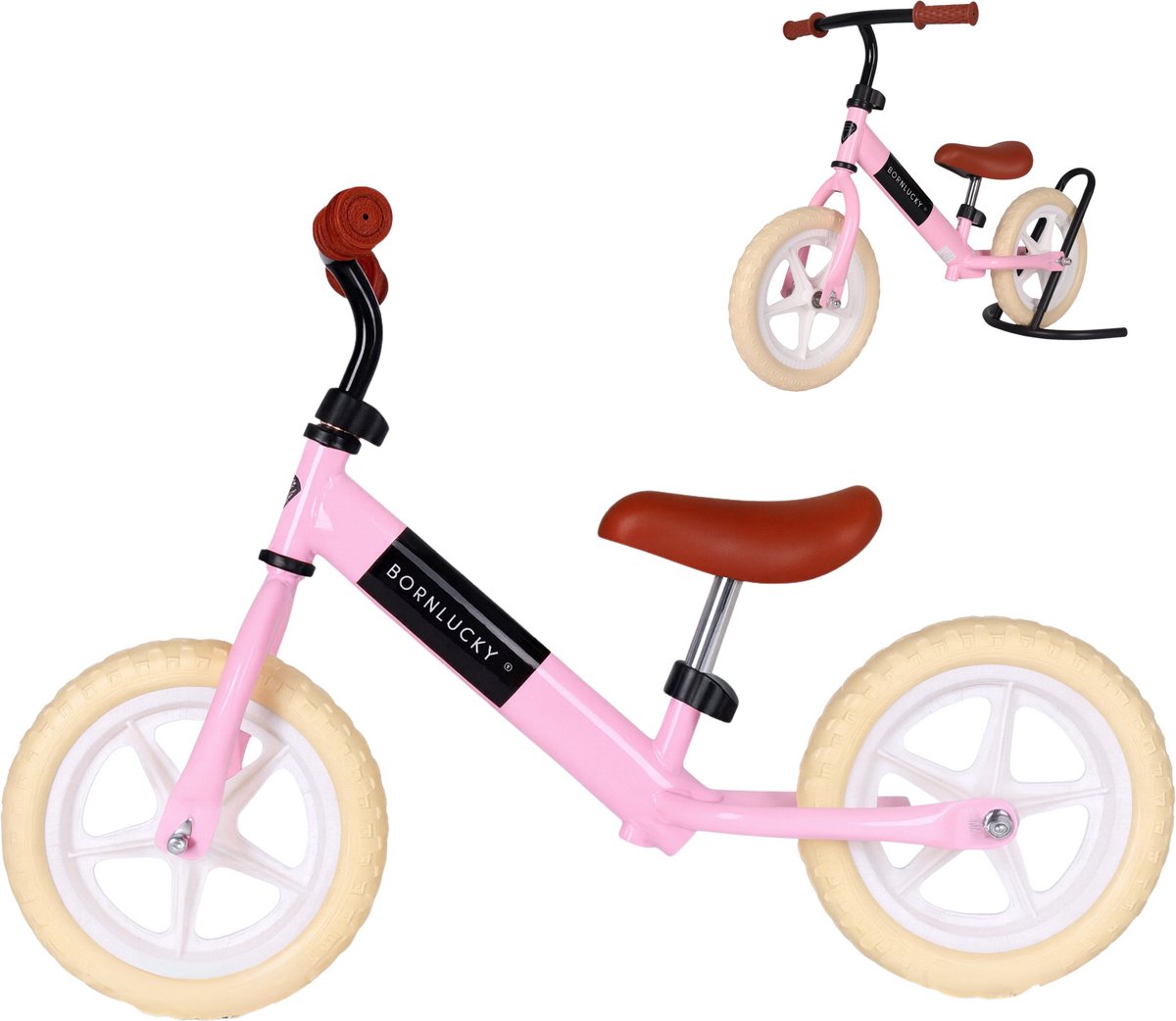 Born Lucky® Loopfiets -Vanaf 2 jaar - 10 inch massieve banden - Verstelbaar Zadel & Stuur - Roze (8720289205805)