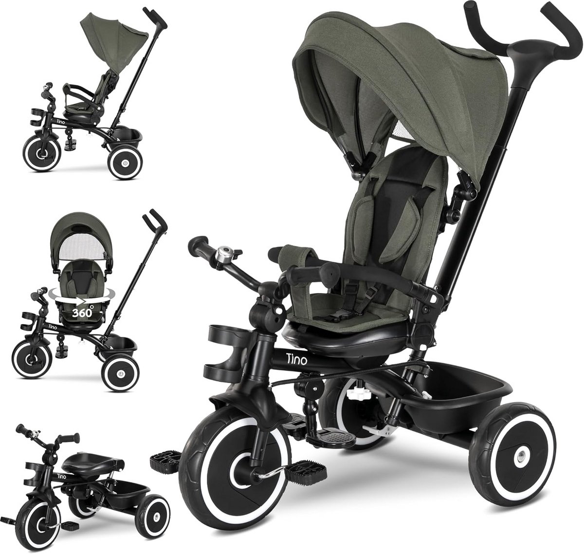 Driewieler met Duwstang voor Baby's vanaf 1 Jaar - 360 Graden Draaibaar en Veilig (9101057624261)