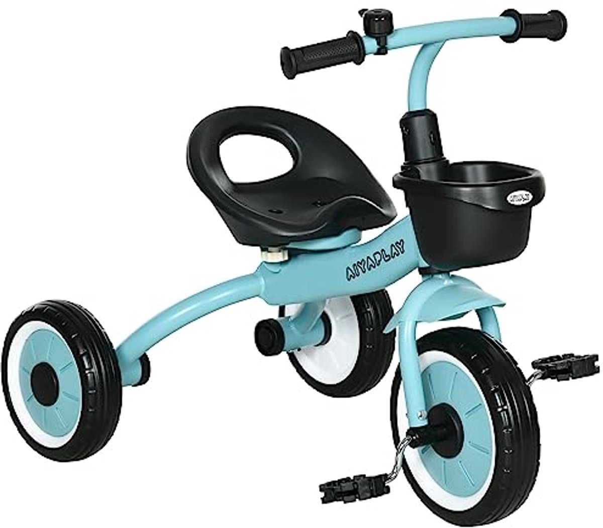 Driewieler voor Kinderen met Verstelbaar Zadel, Rugleuning, Bel en Mand - Geschikt voor 2-5 Jaar - Blauw (6153802776780)