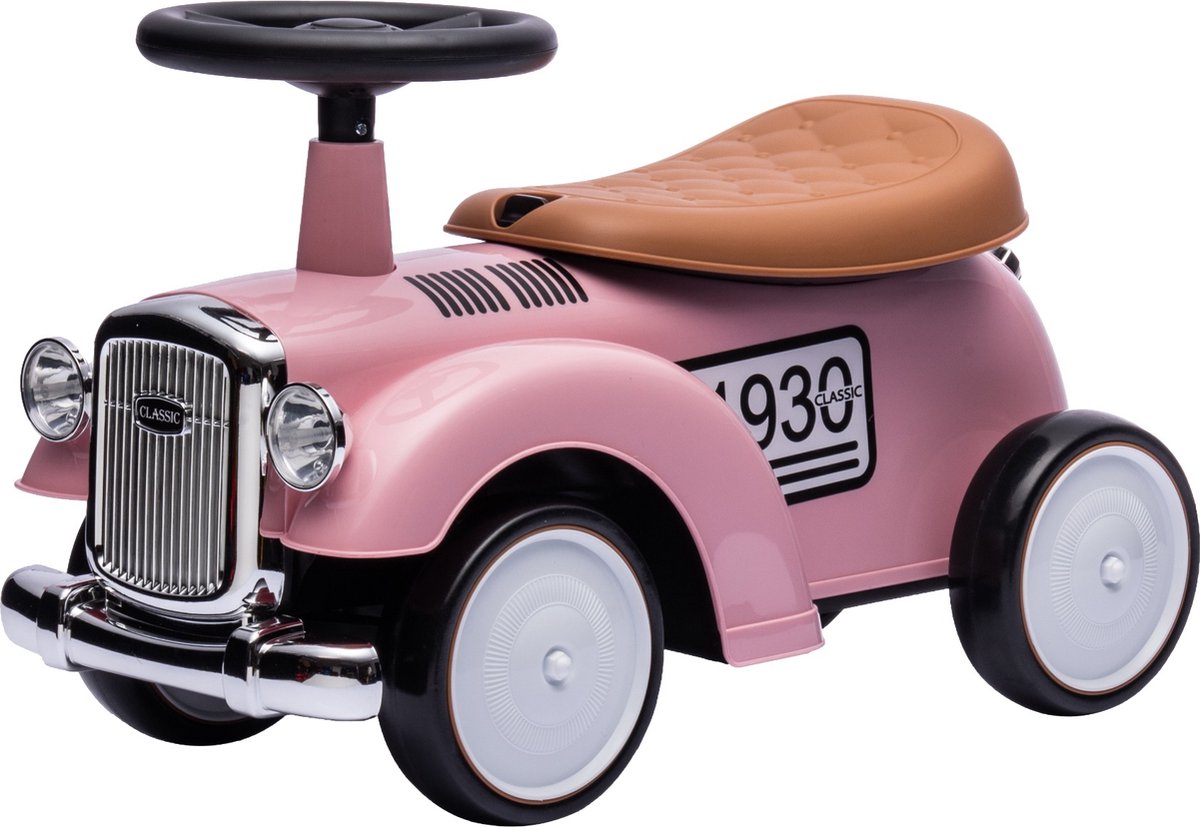 Eco Toys - Retro Loopauto - Roze - Met Claxon & Opbergruimte - Lekvrije EVA Banden - Vanaf 18 Maanden - Max. 25 kg (8721003401985)