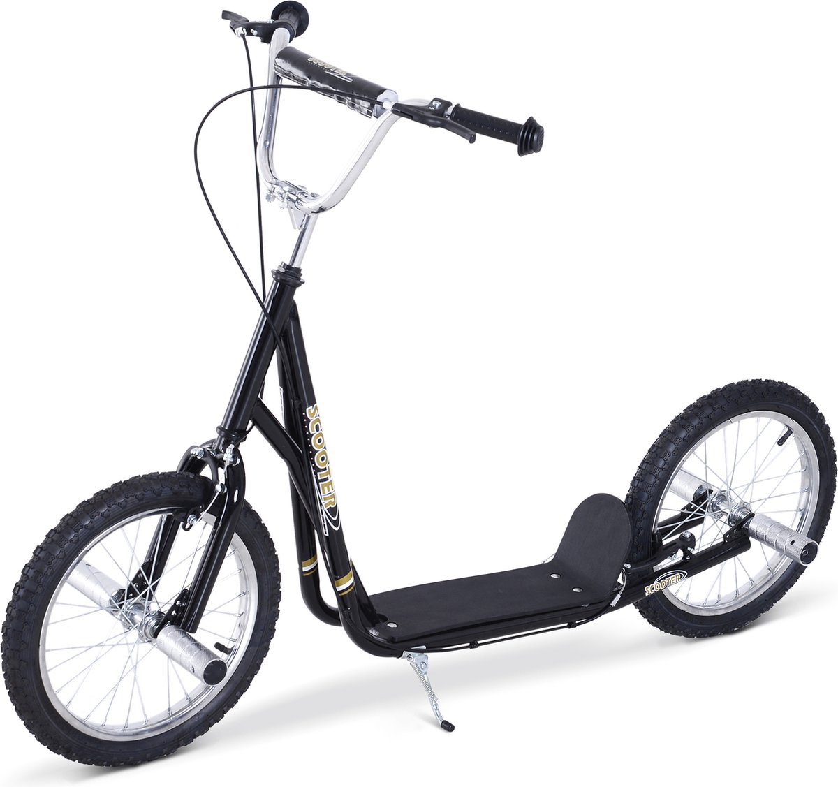 HOMCOM kinderstep - met handrem - in hoogte verstelbaar - zwart (4251774914628)