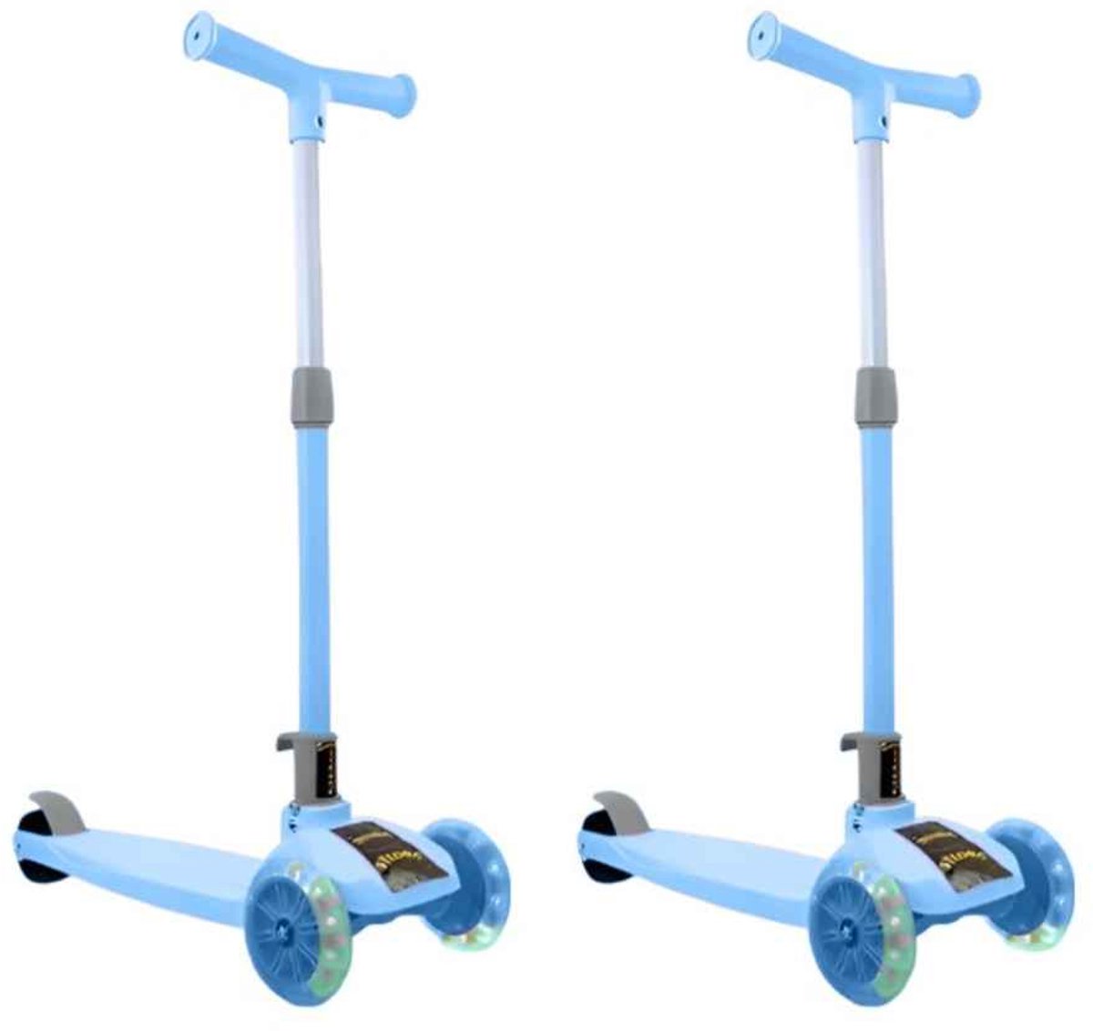 Jojoy - 2 Stuks - Kinderstep 3 Wielen - Blauw - LED Verlichting - Step Kinderen 3+ Jaar - Stabiel Buitenspeelgoed - (58x54x44cm) - FLASHRIDE (3831127573224)