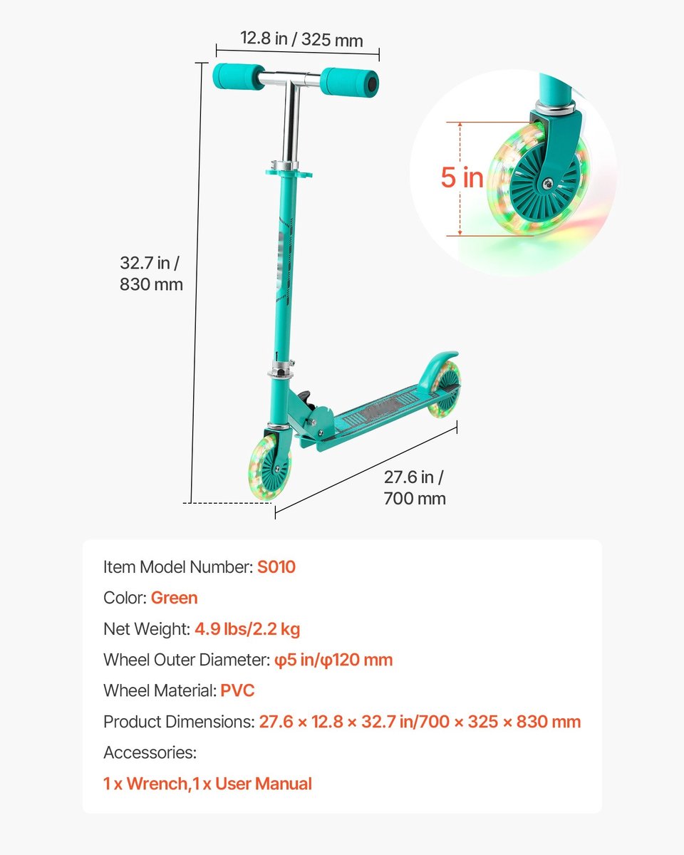 Kinderstep - 2-wielige stadsstep - Vanaf 3 jaar - In hoogte verstelbaar stuur - Lichtgevende wielen - Antislip deck - Opvouwbaar frame - Draagvermogen 50 kg - Groen (6153338231203)