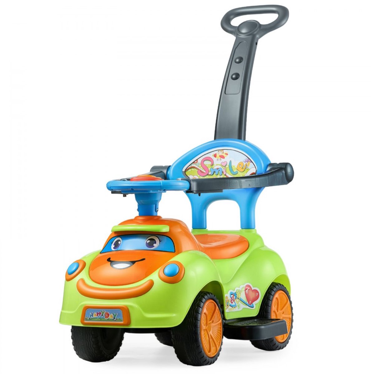 Loopauto - Peuter Loopwagen - Met Duwstang en Veiligheidsbeugel - Opbergruimte Onder Zitting - Draagvermogen 25 kg - 83 x 42 x 88 cm - Leeftijd 19-36 Maanden (6152726171107)