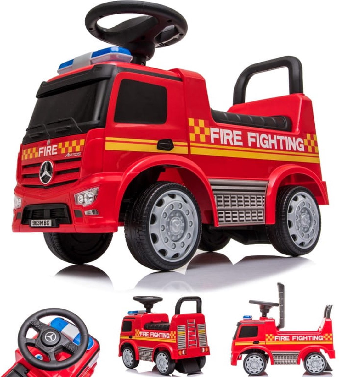 Loopauto vanaf 1 jaar Brandweer, kinderauto Brandweer, opbergruimte onder de stoelen, wielen en zitting van kunststof (5907478641344)